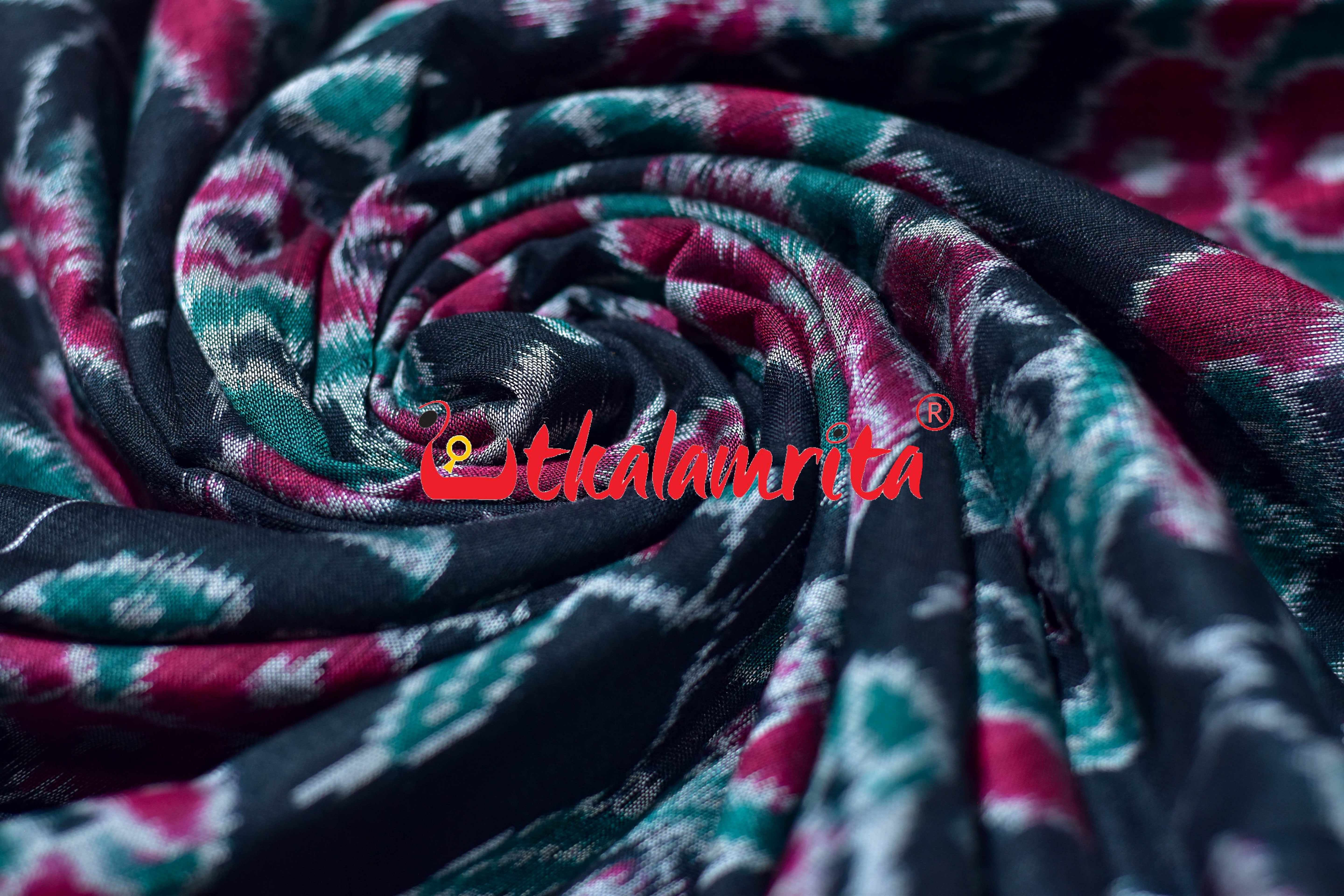 Black Duo Parrot Sambalpuri Cotton (Fabric)