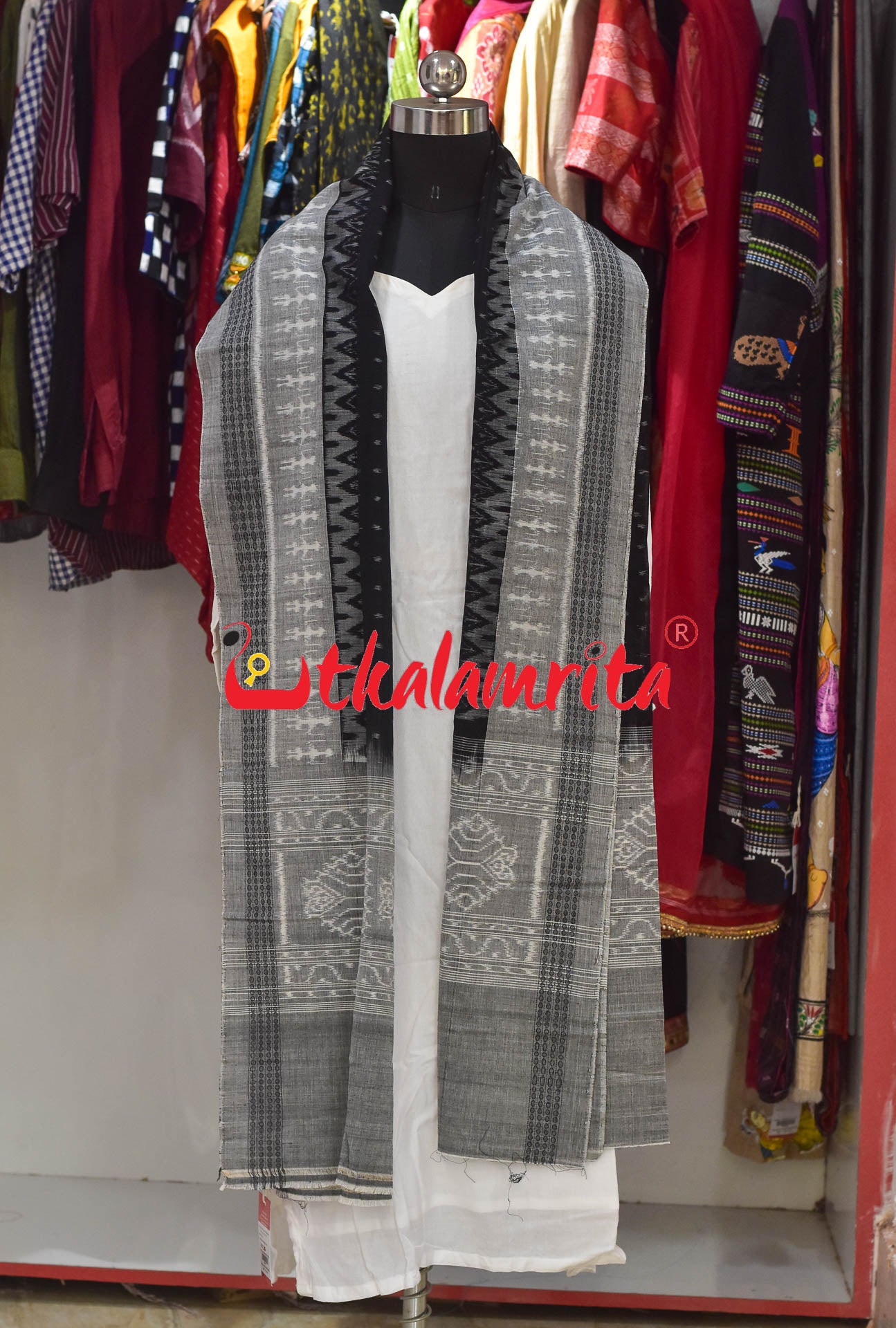 Black Grey with Tribal (Dupatta)