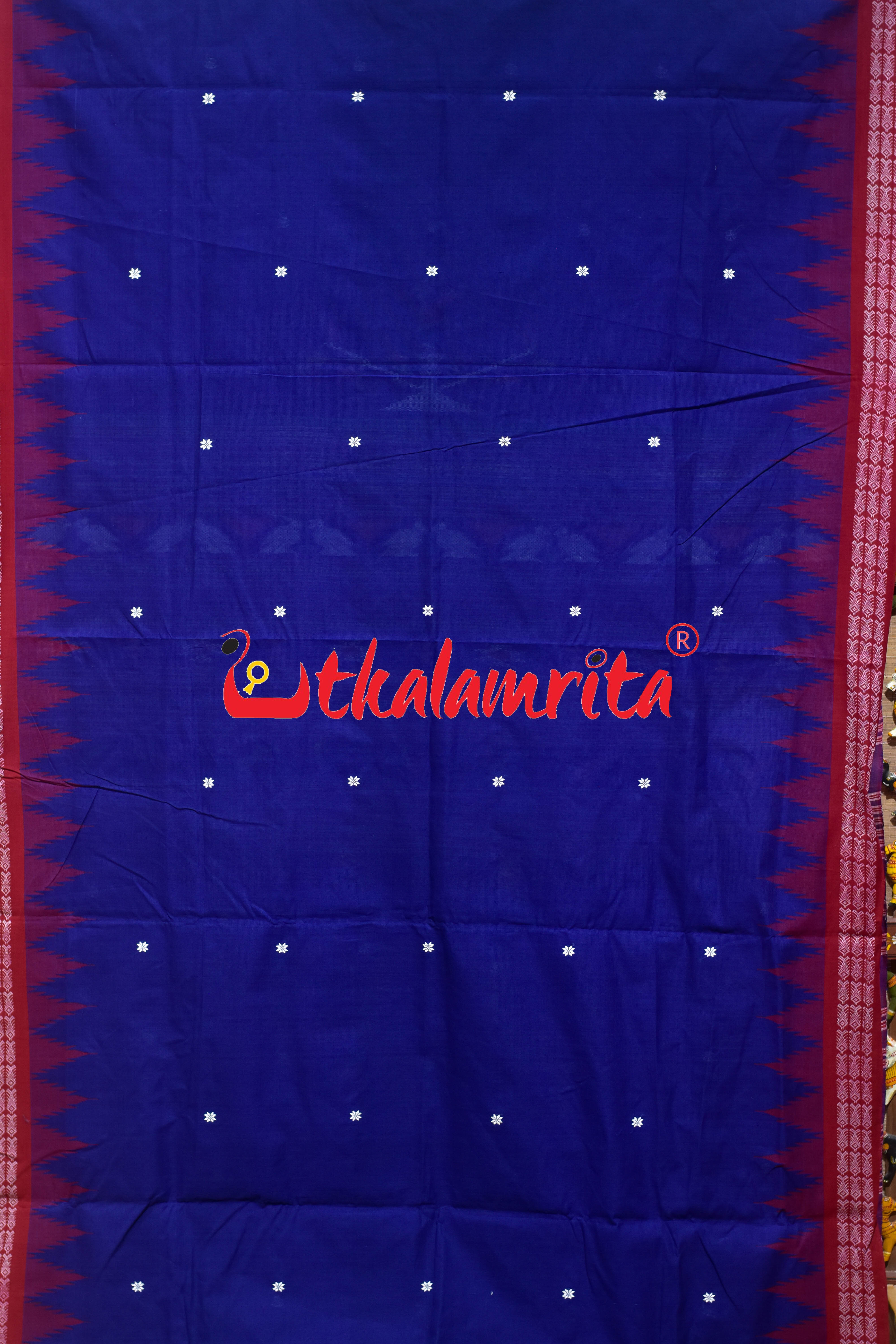 Blue Red Border Ganjam Bomkai Cotton Saree