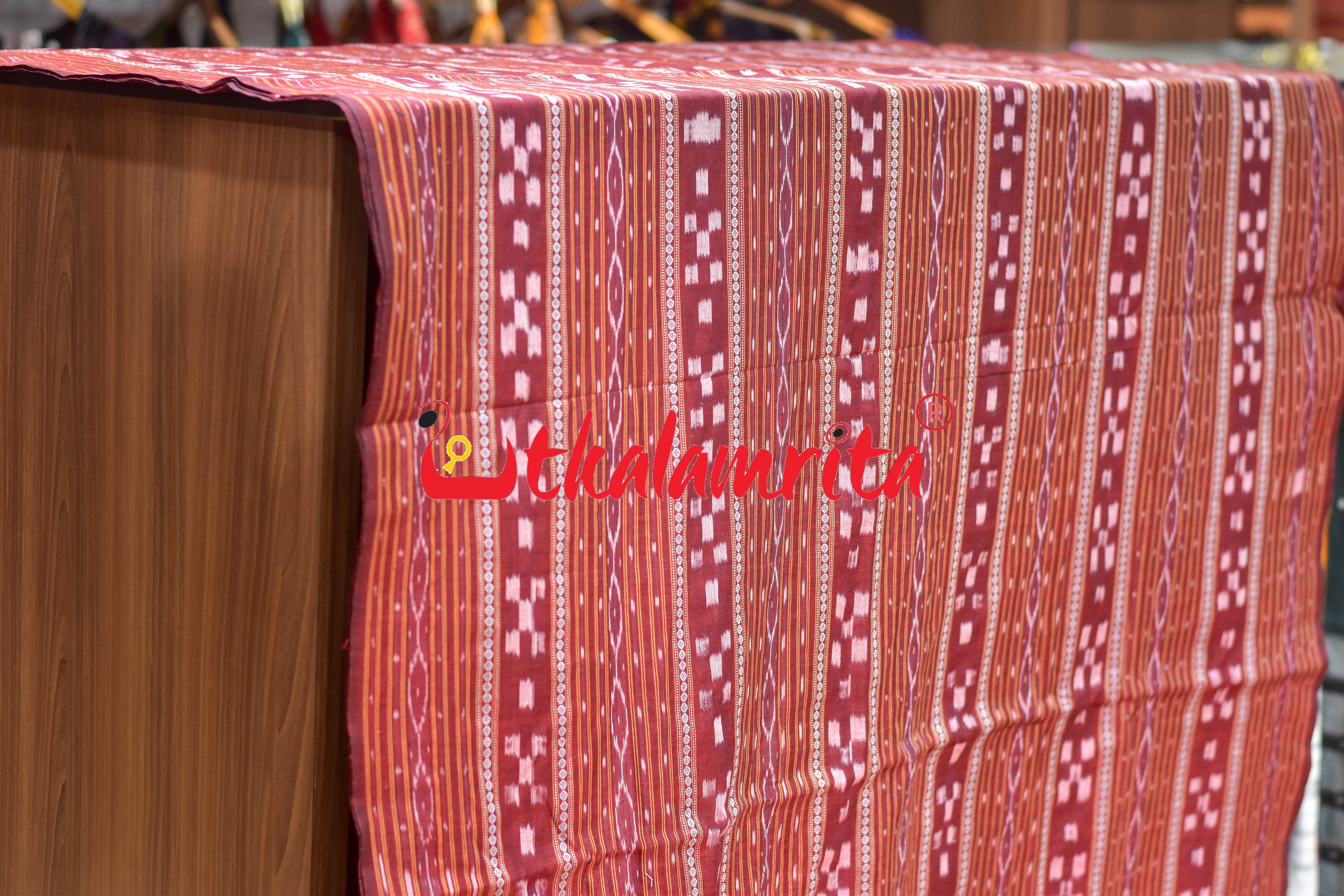 Maroon Pasapali Ikat Cotton (Fabric)