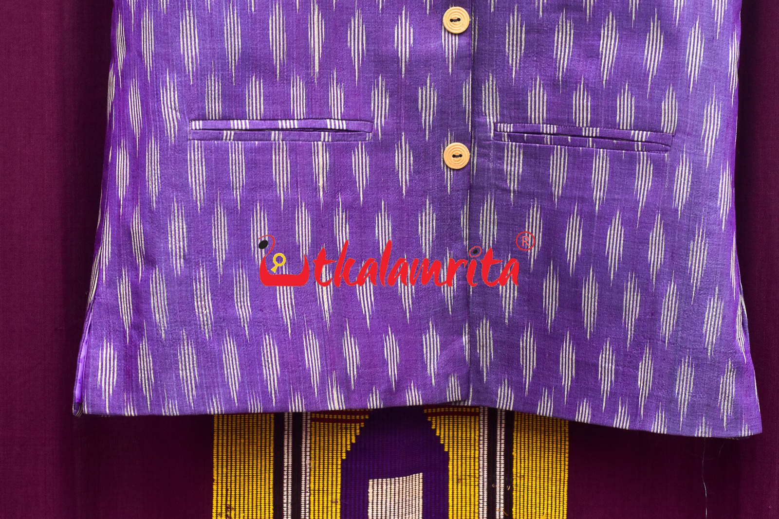 Purple Body Ikat Gopalpur Tussar (Modi Jacket)