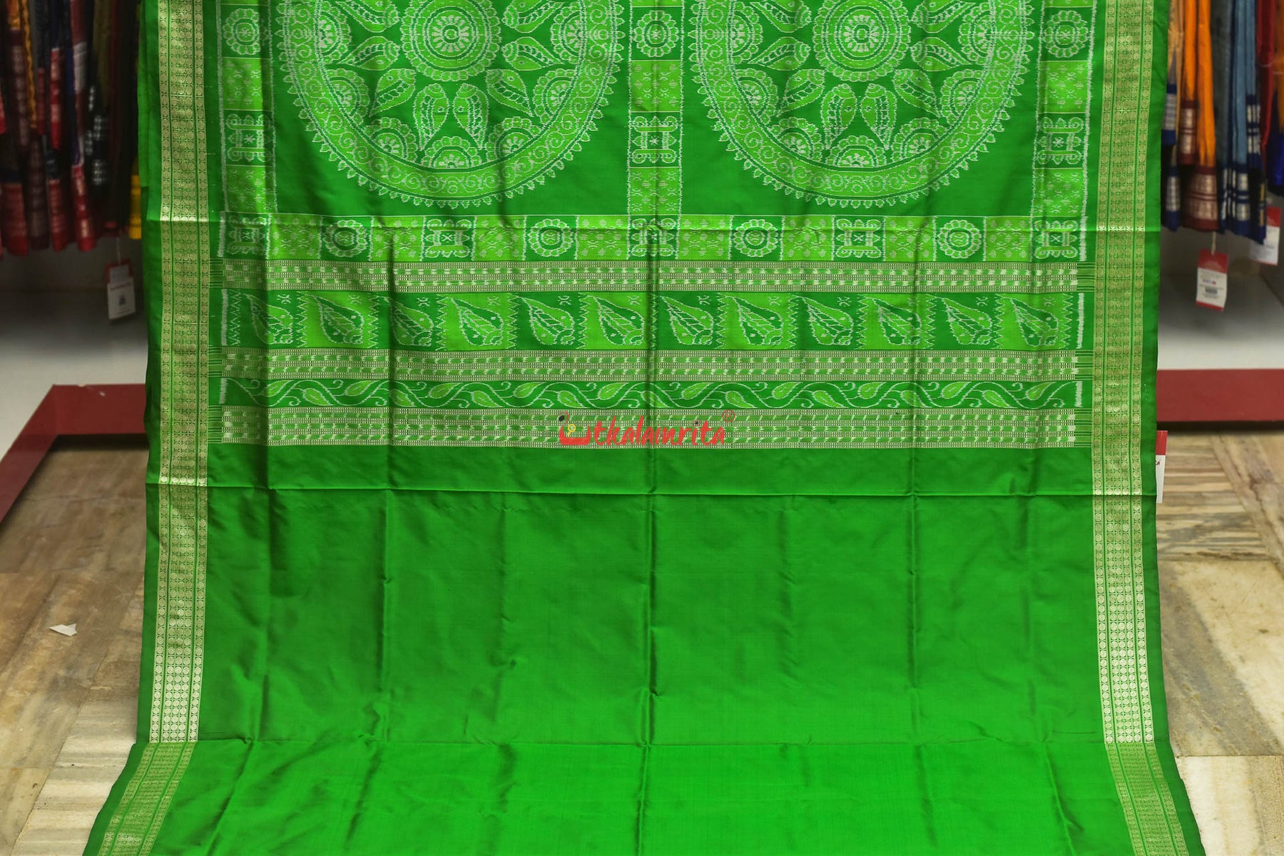 Green Laxmi Pada Sambalpuri Silk Saree