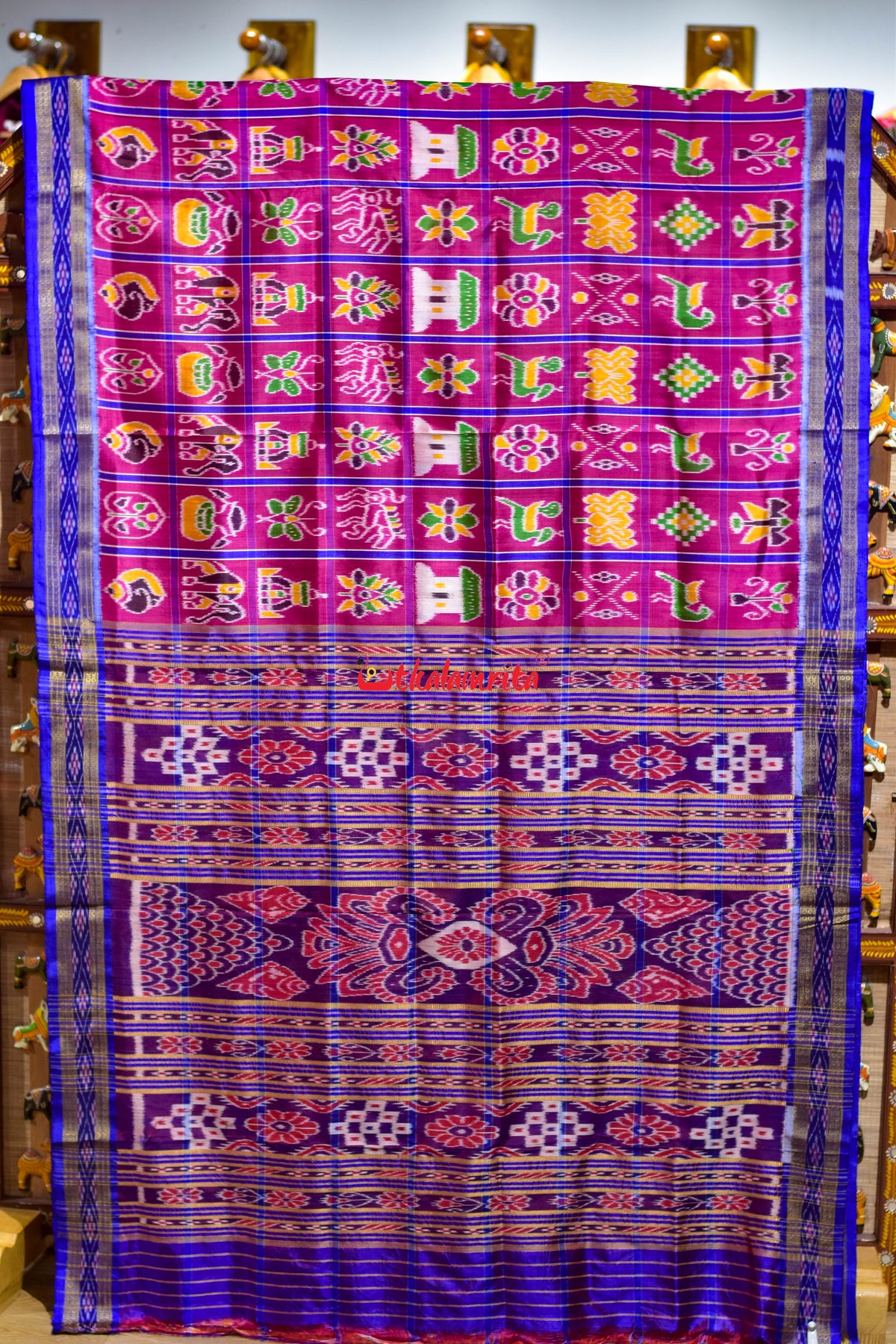Magenta Blue Nabakothi Khandua Silk Saree