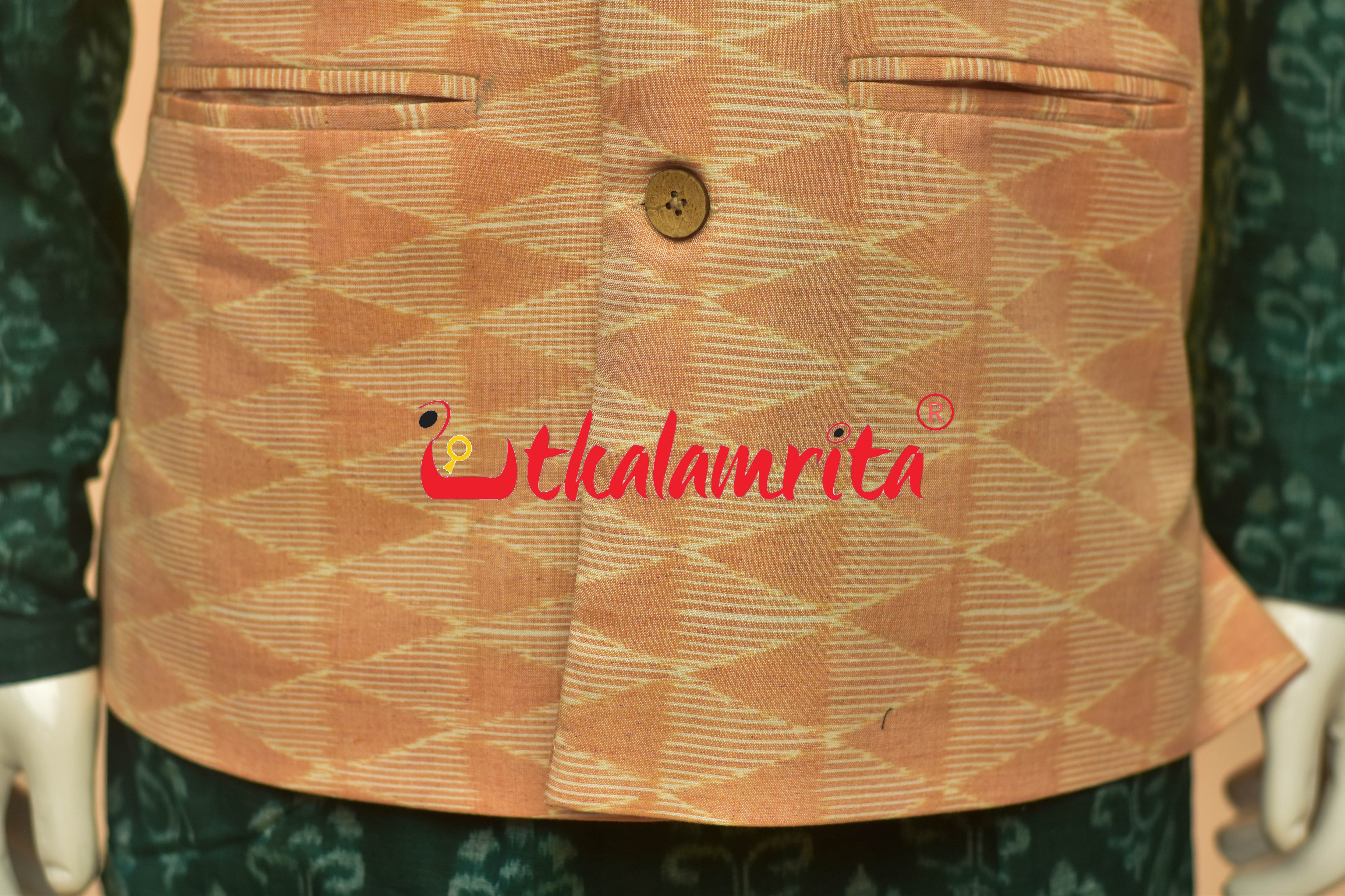 Peach Triangle Lines Ikat (Modi Jacket)