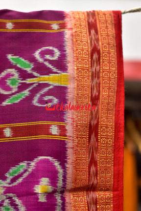 Purple Dotted Nabakothi Khandua Silk Saree