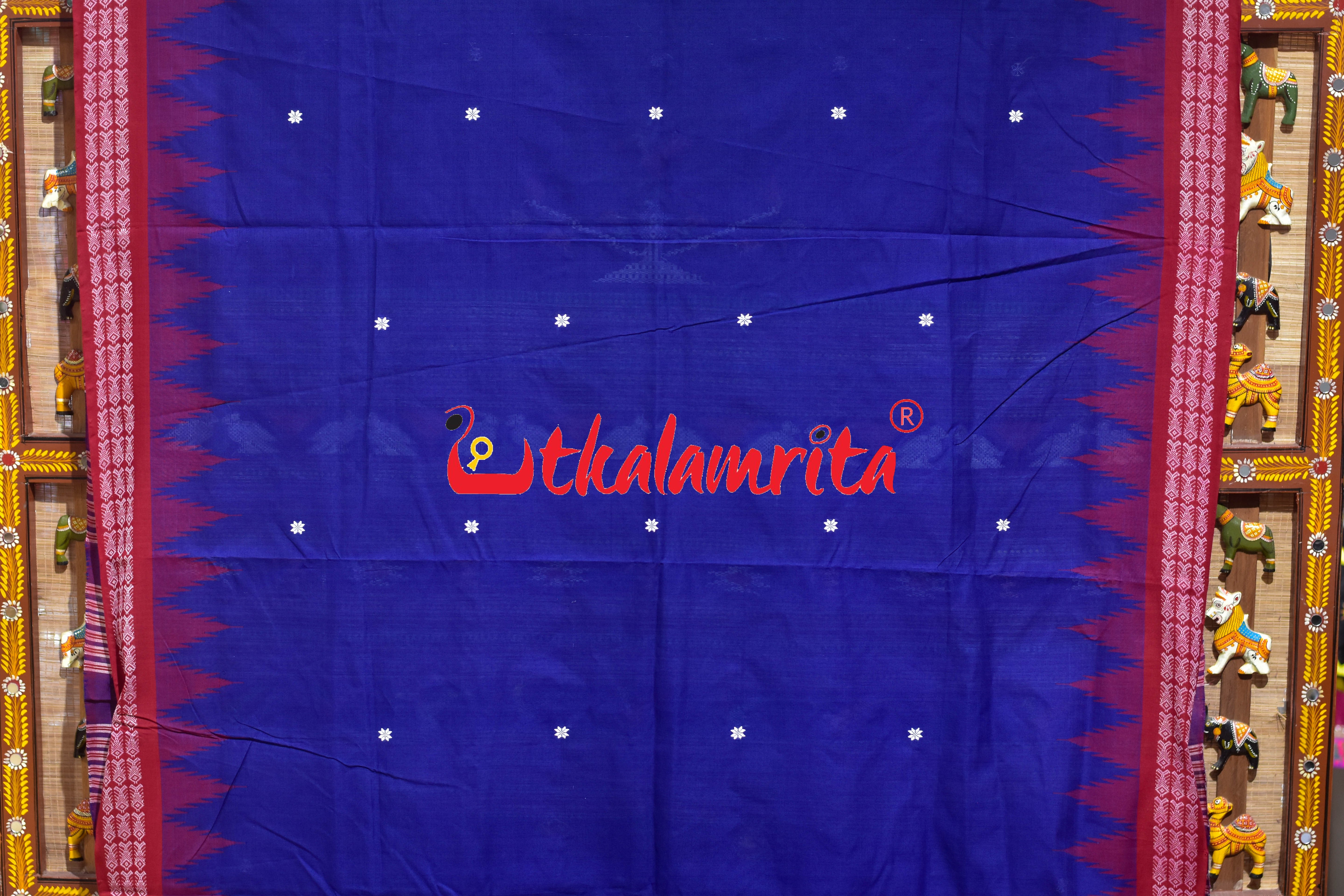 Blue Red Border Ganjam Bomkai Cotton Saree