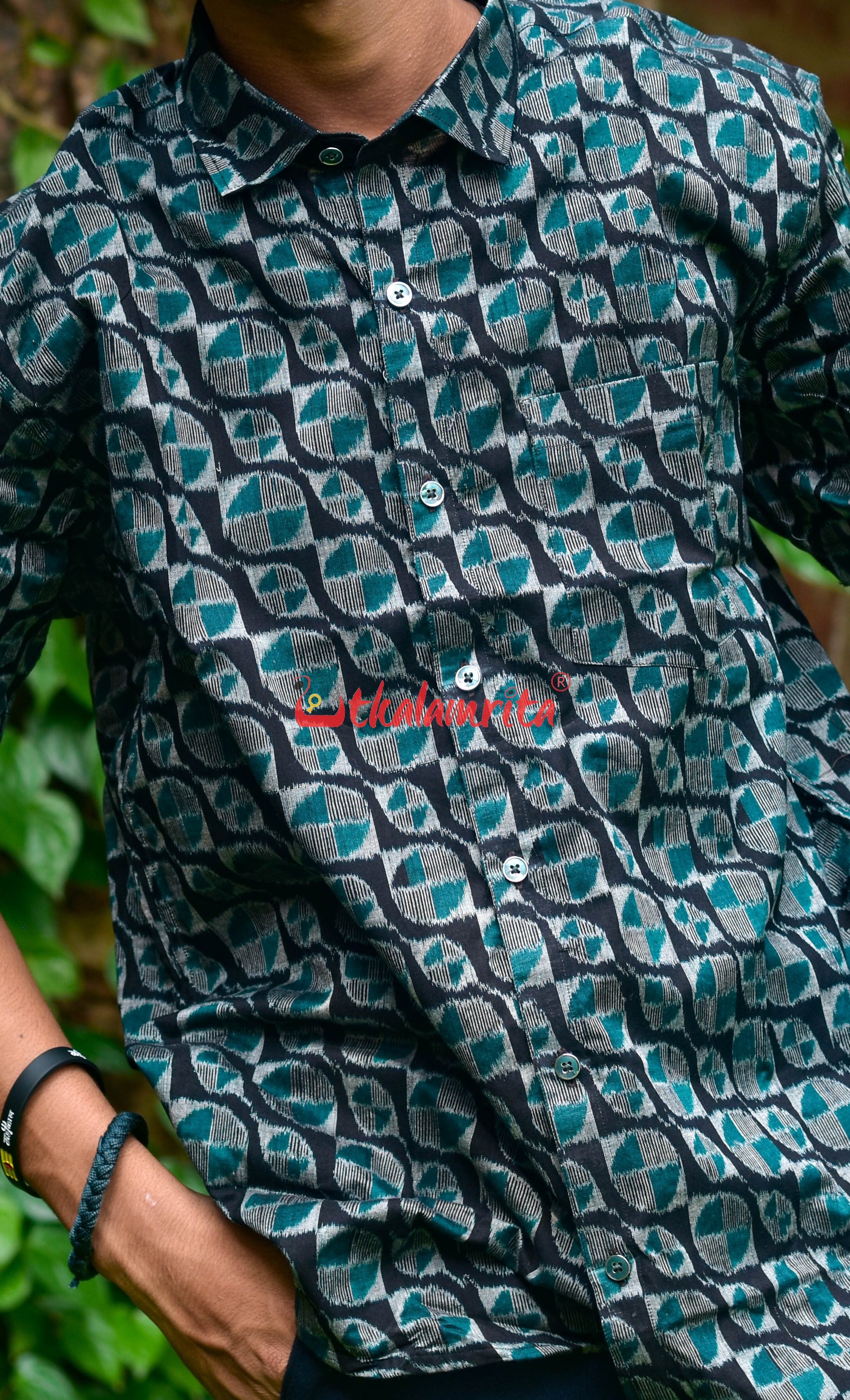 Black Grey Flower Fusion (Mens' Half Shirt)