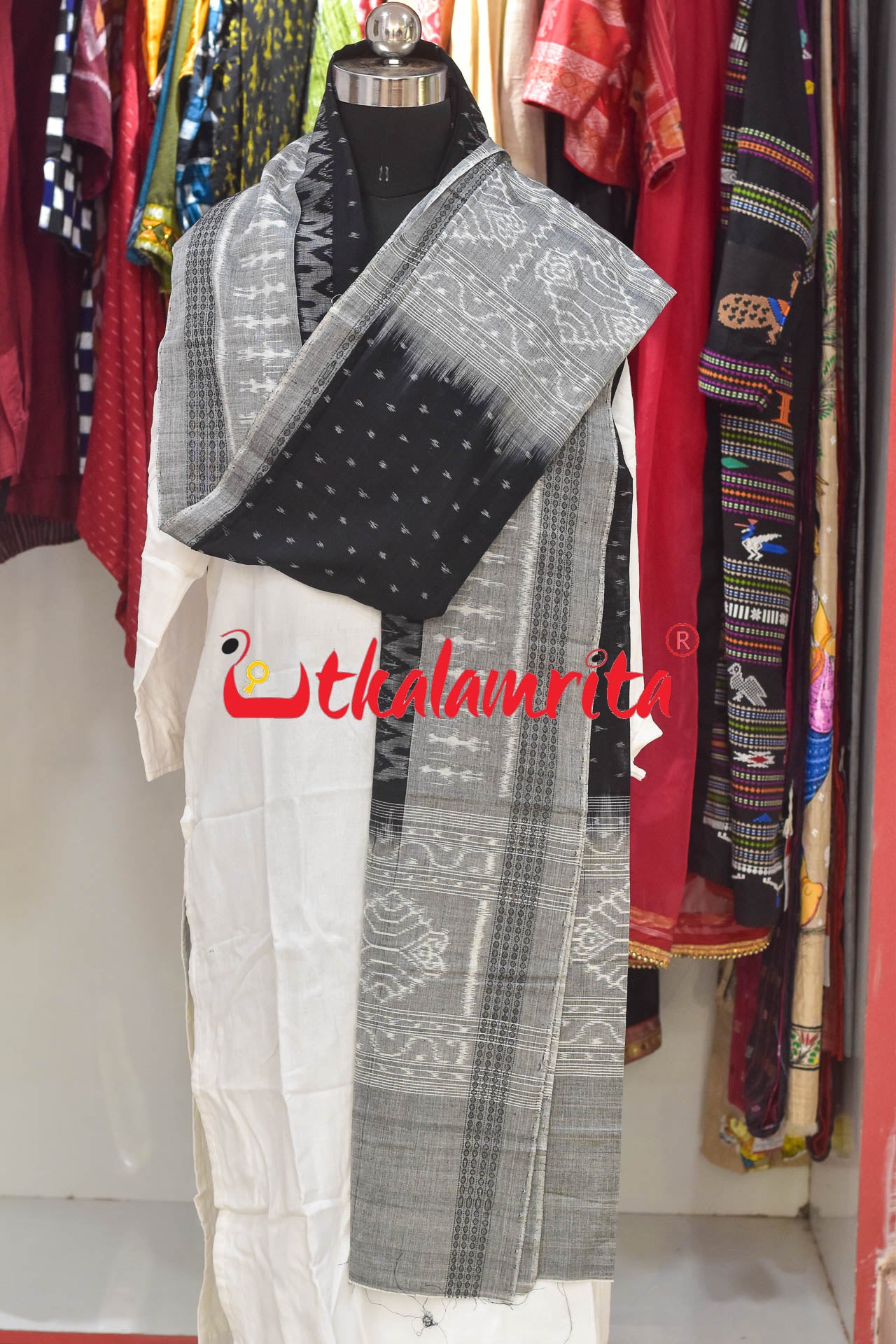 Black Grey with Tribal (Dupatta)