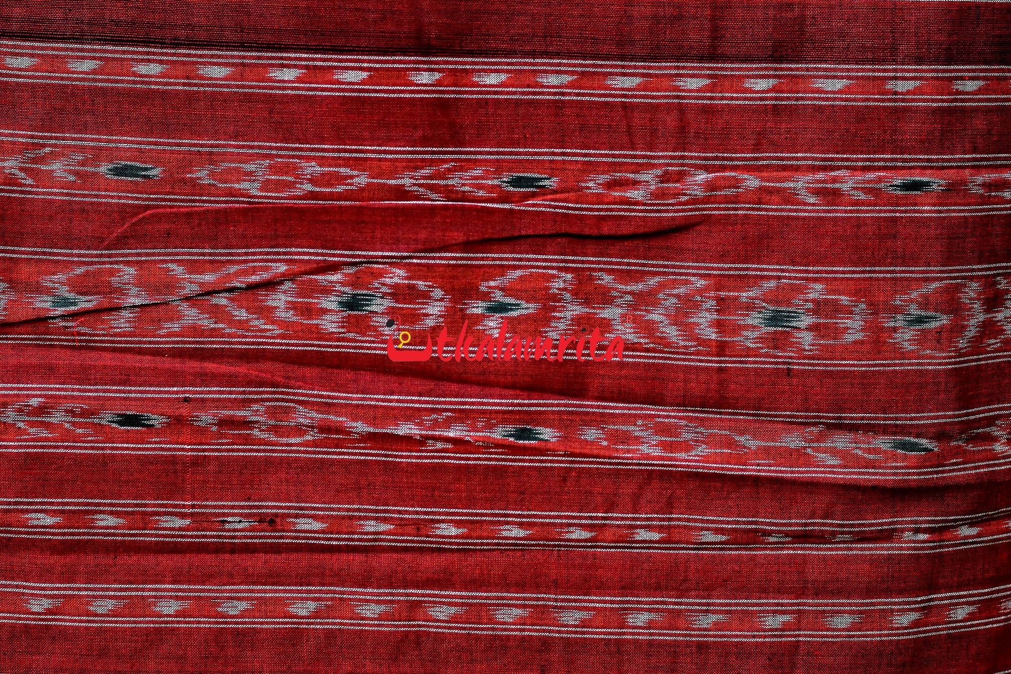 Bottle Green Damru Khandua Pasapali Border Cotton Saree