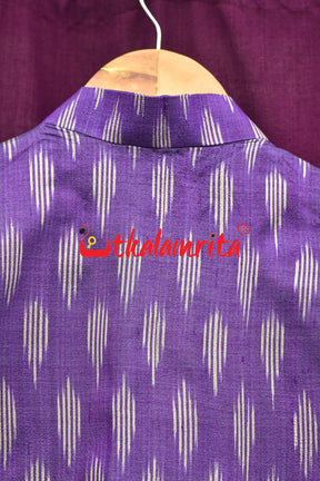 Purple Body Ikat Gopalpur Tussar (Modi Jacket)