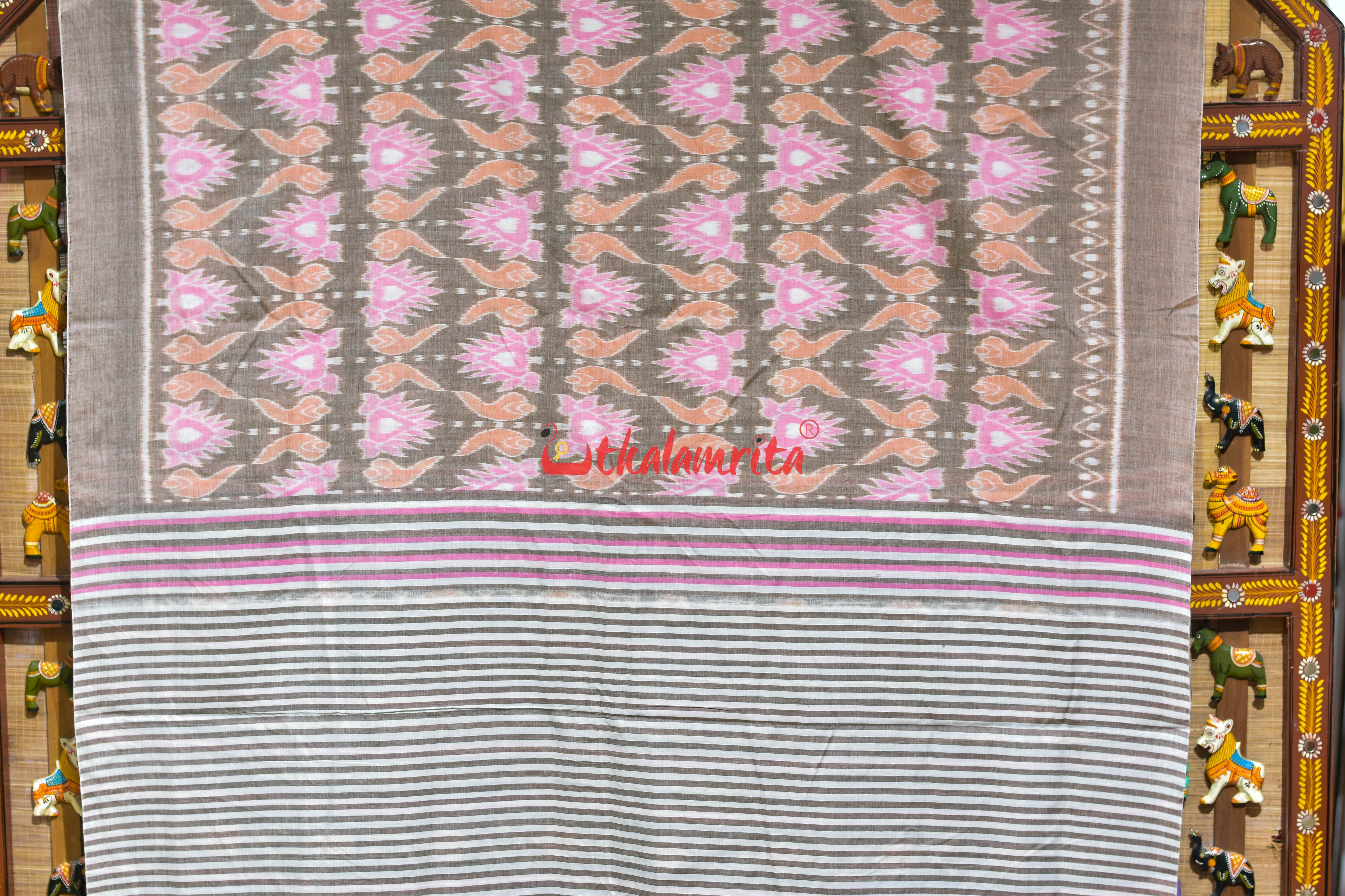 Pink Jodi Sankha Khandua Cotton Saree