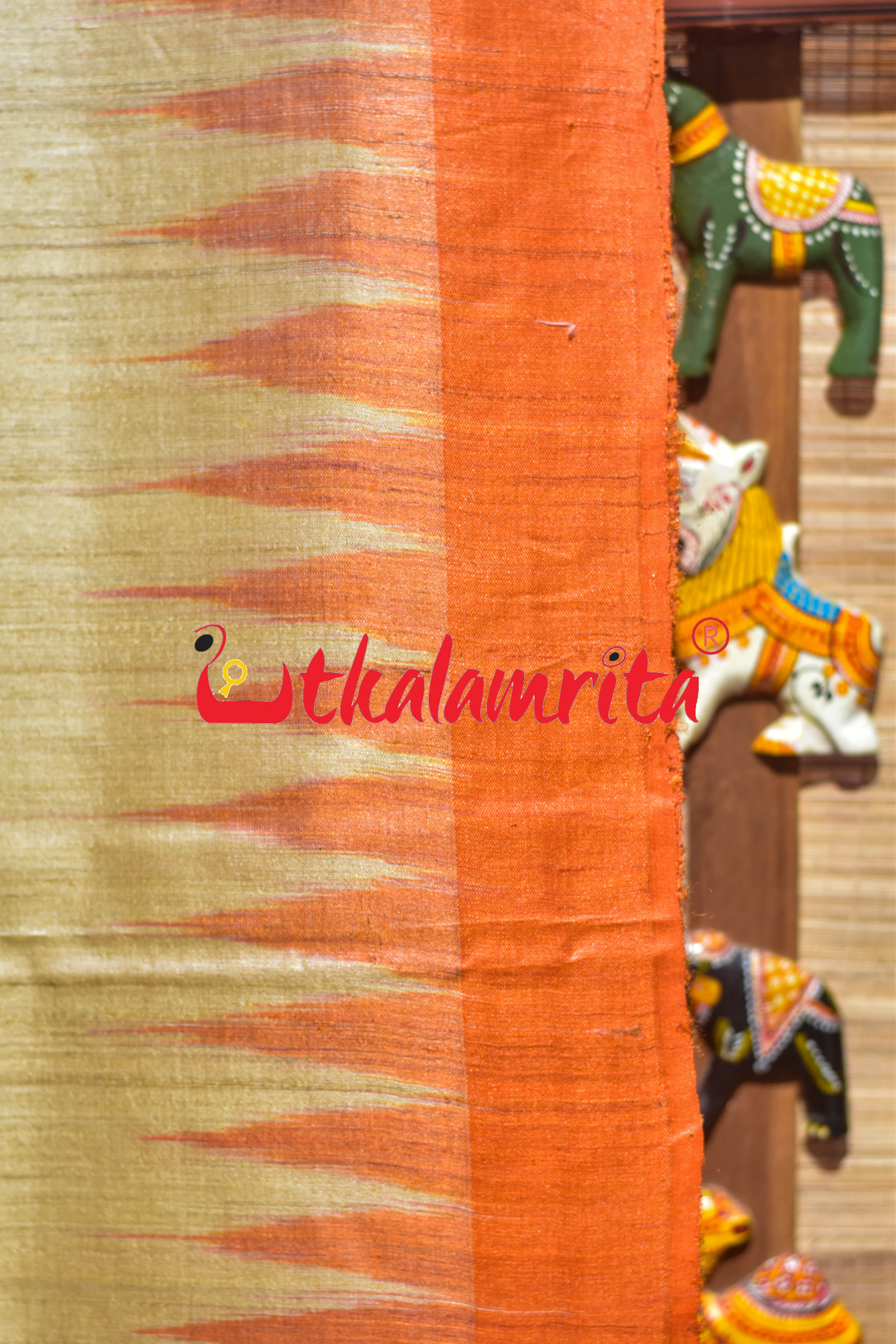Natural Body Orange Border Gopalpur Tussar Silk Saree