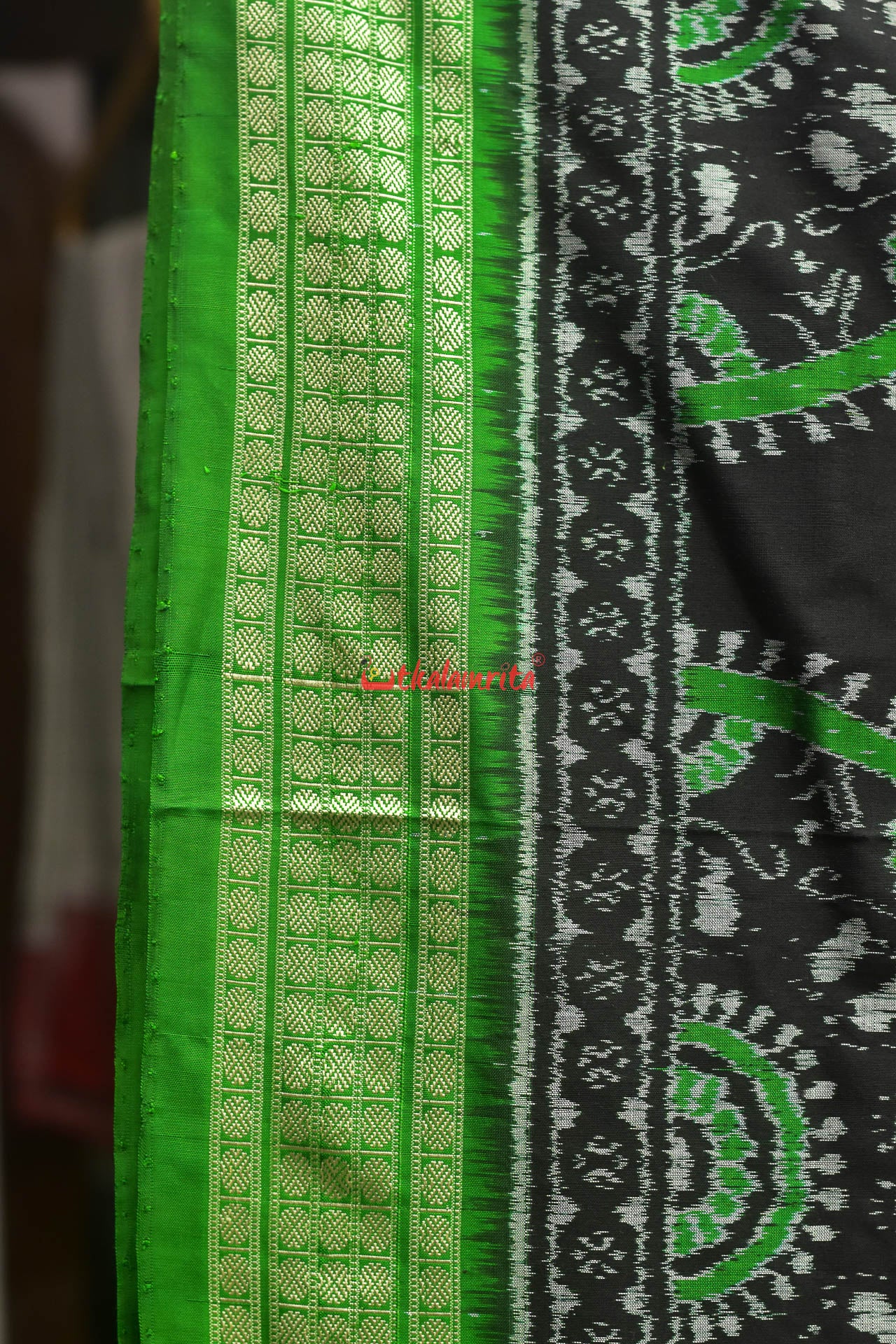 Green Laxmi Pada Sambalpuri Silk Saree