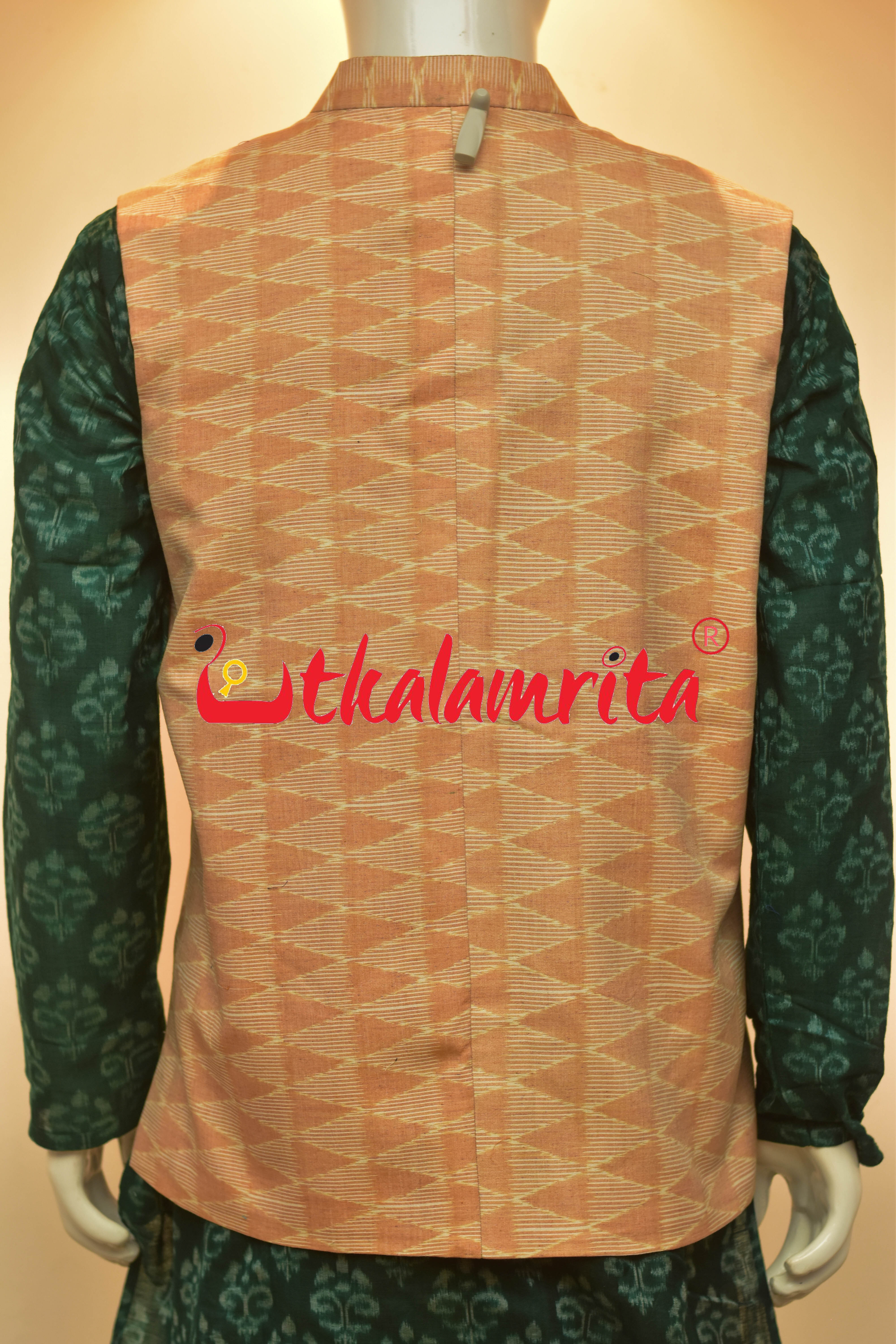 Peach Triangle Lines Ikat (Modi Jacket)