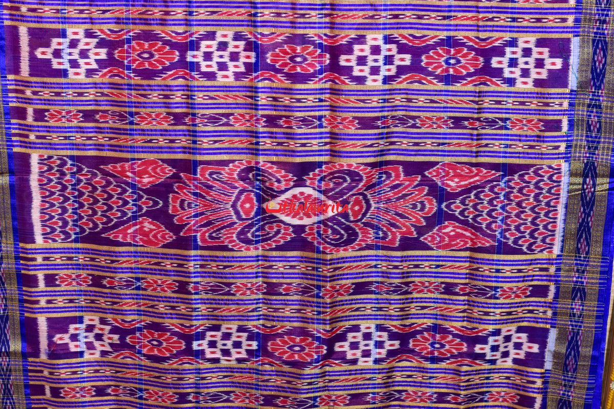 Magenta Blue Nabakothi Khandua Silk Saree