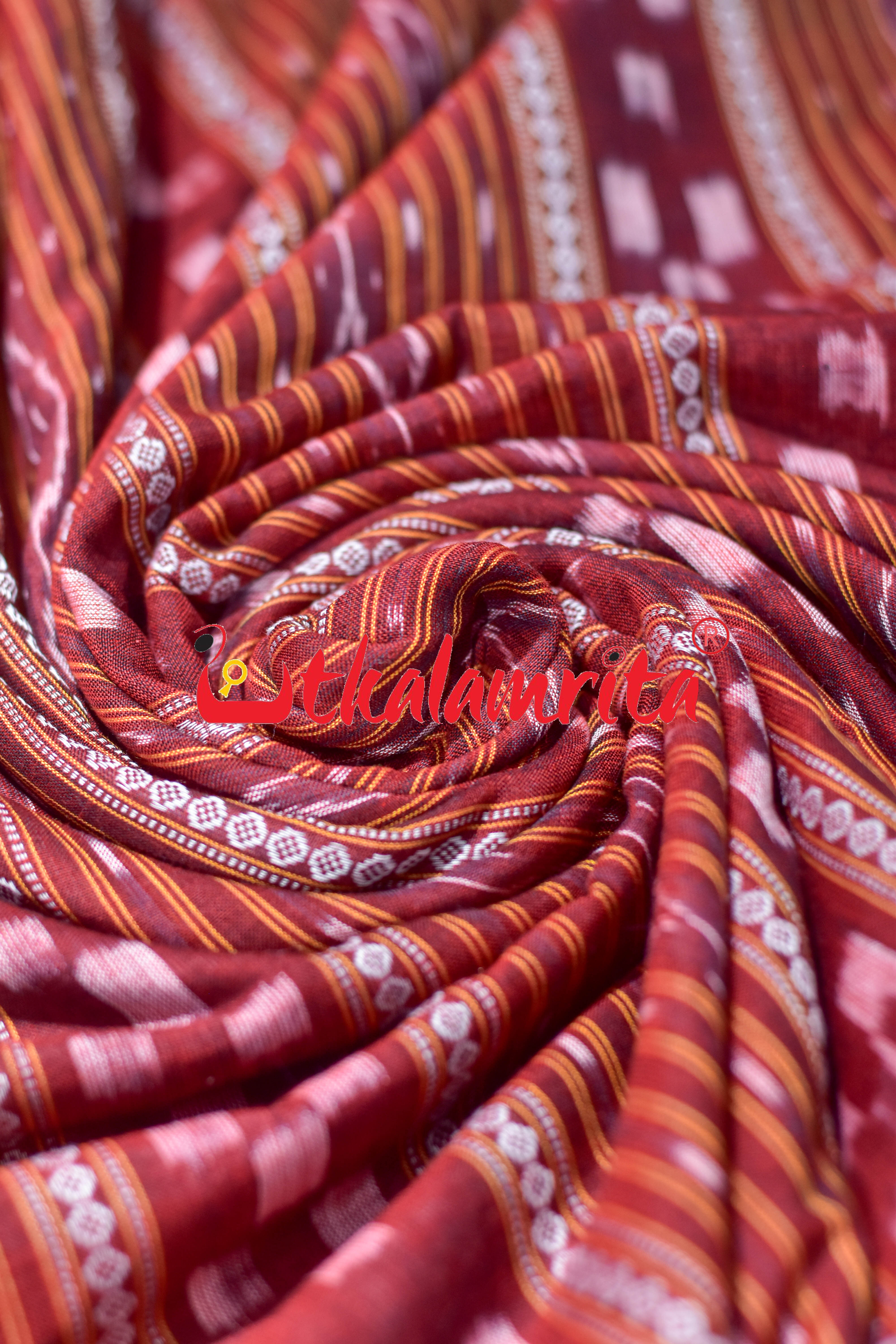 Maroon Pasapali Ikat Cotton (Fabric)