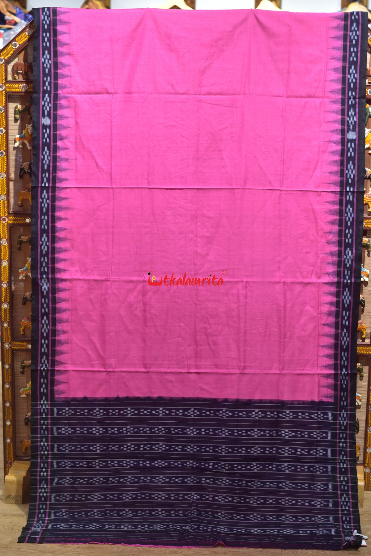 Pink with Pasapali Border Khandua Cotton Saree
