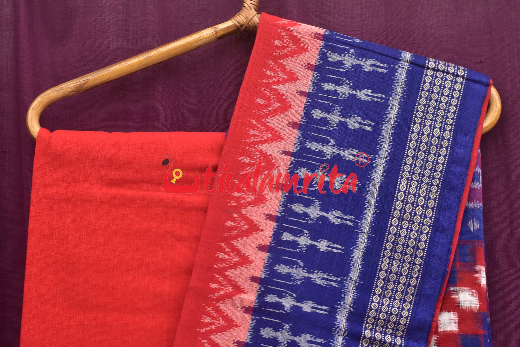 Pasapali Tribal Blue Red Sambalpuri Cotton Dress Set