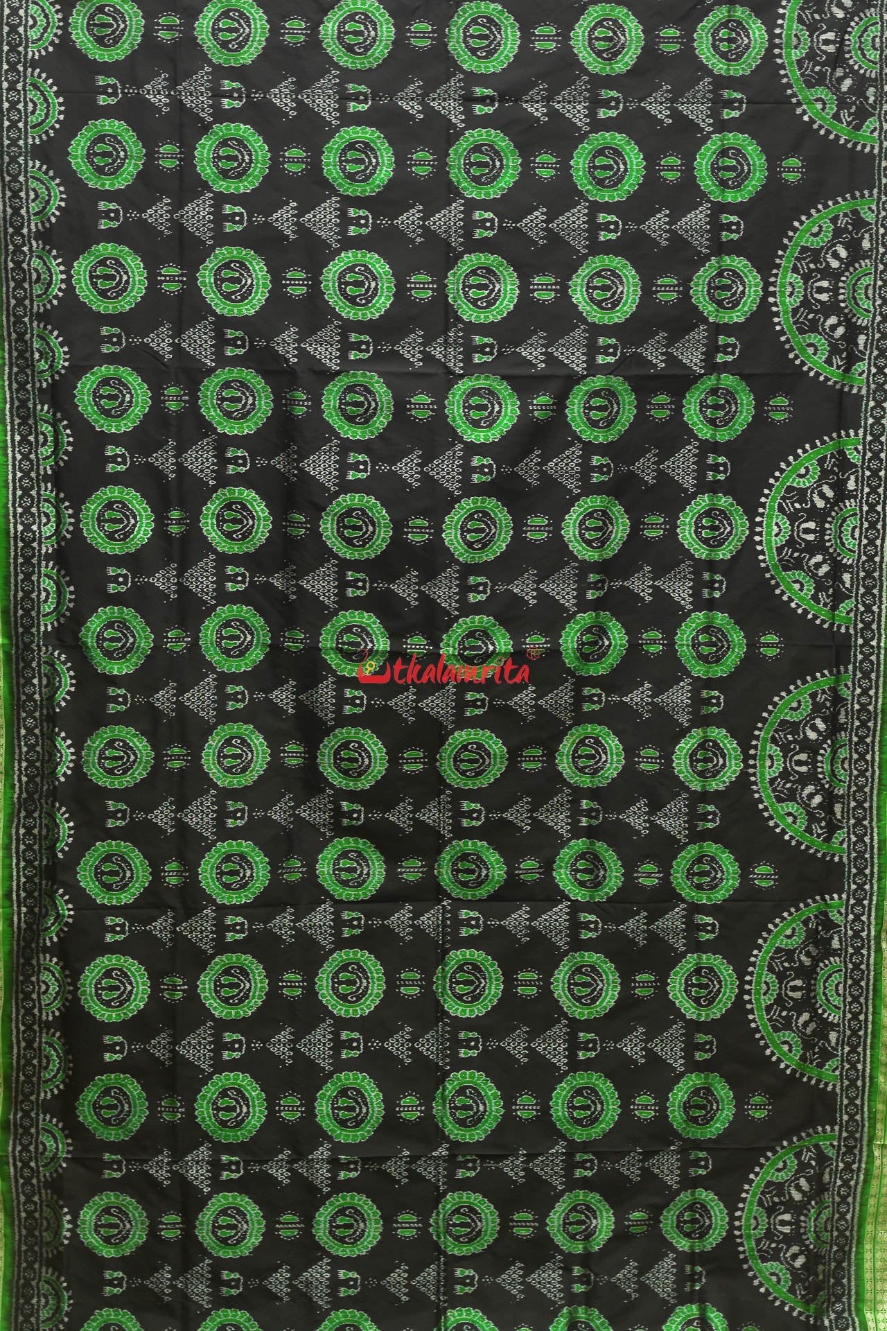 Green Laxmi Pada Sambalpuri Silk Saree