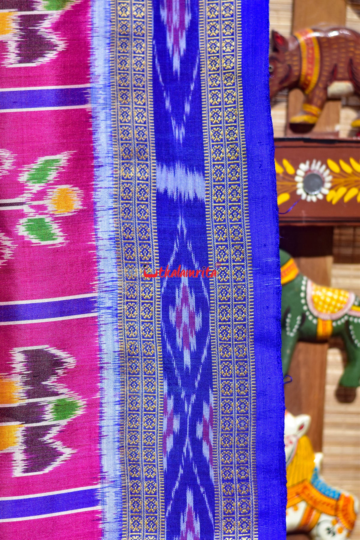 Magenta Blue Nabakothi Khandua Silk Saree