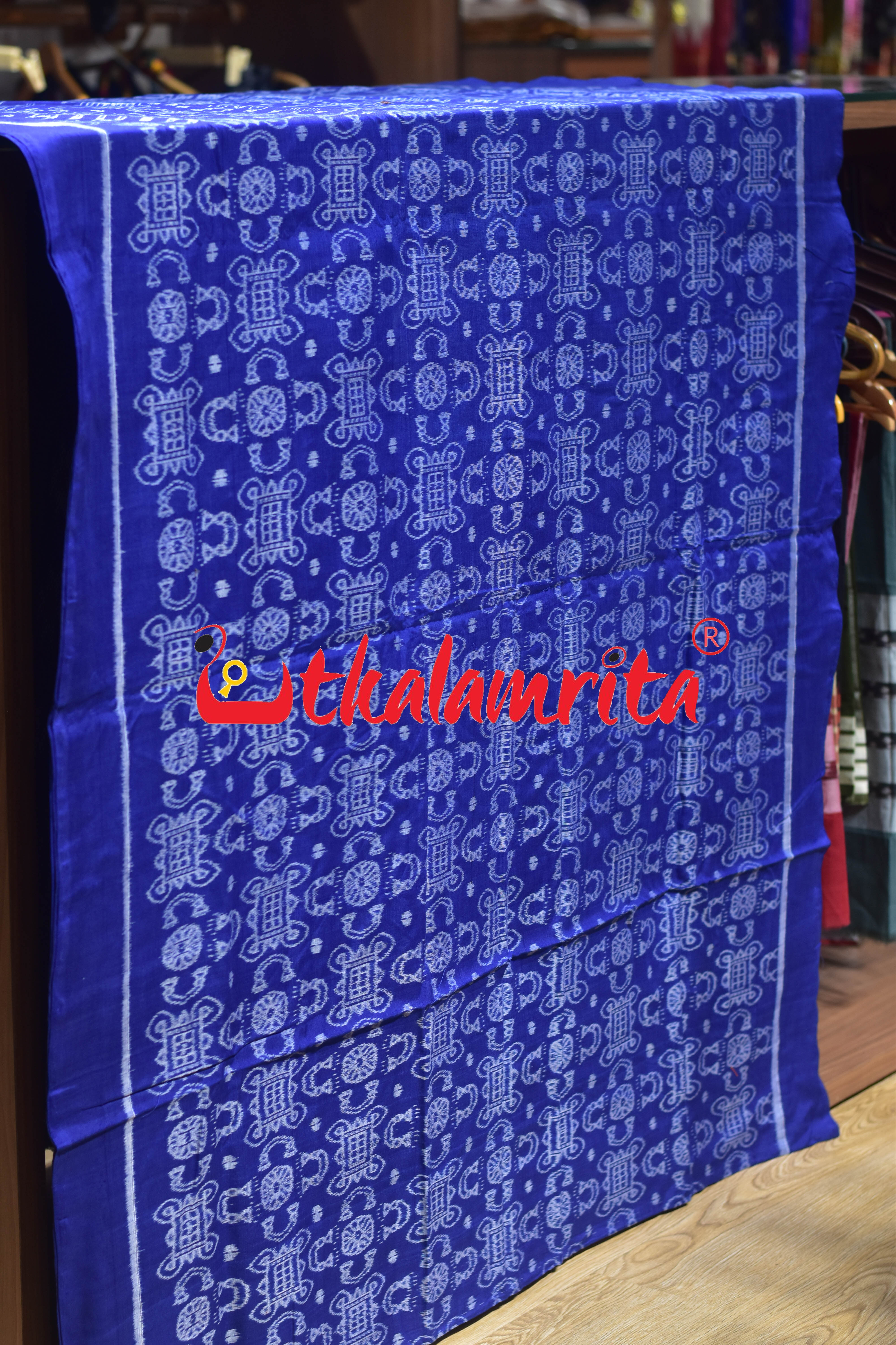 Sree Jantra Lakhmi Pada Blue Sambalpuri Cotton (Fabric)