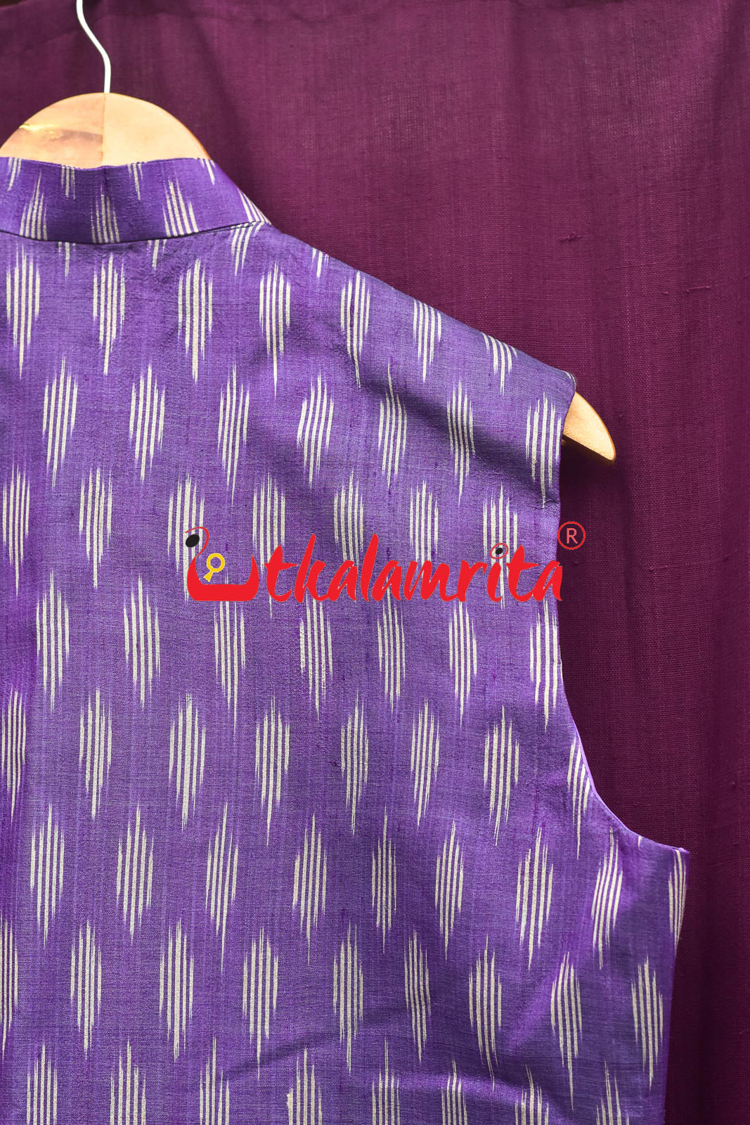 Purple Body Ikat Gopalpur Tussar (Modi Jacket)