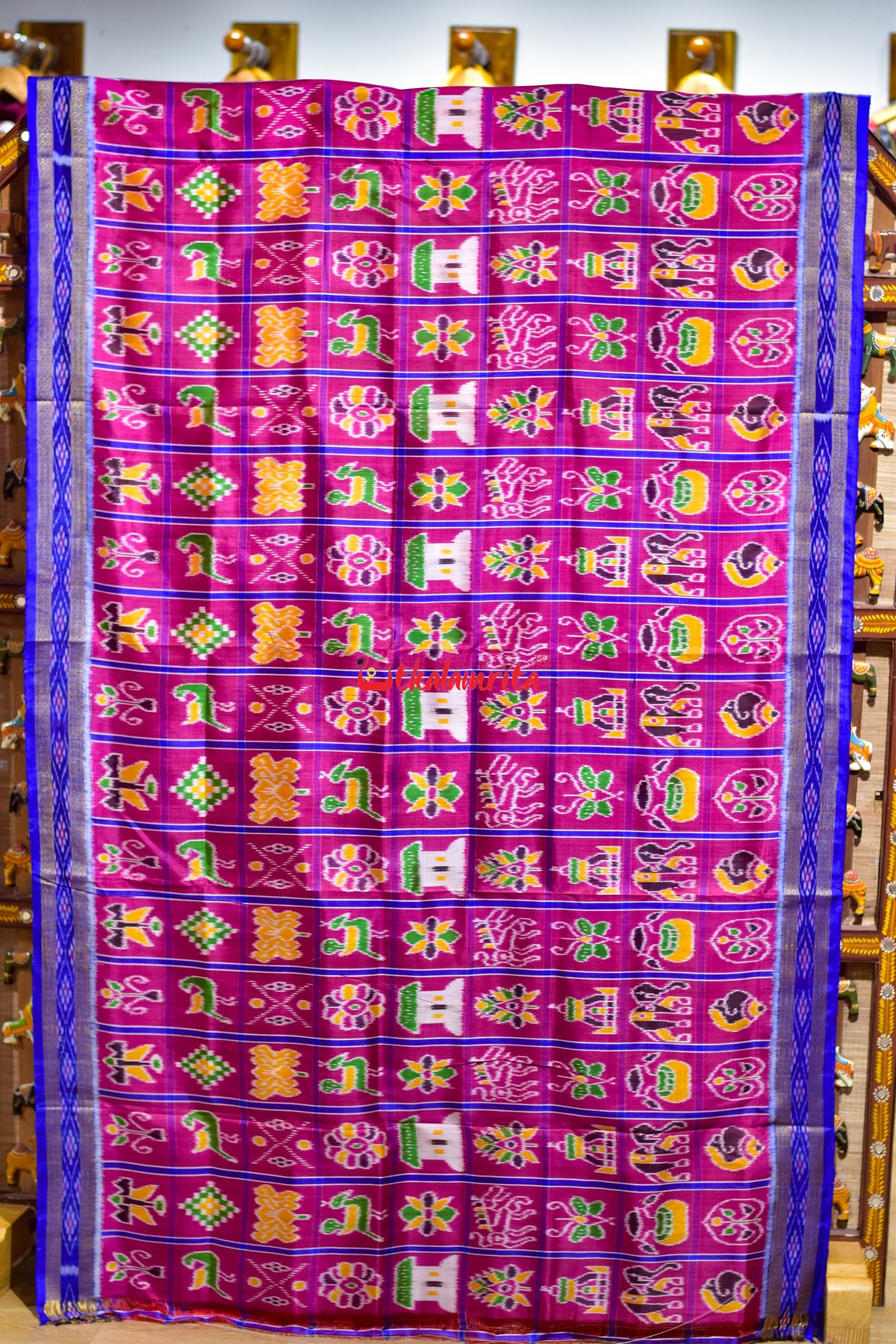 Magenta Blue Nabakothi Khandua Silk Saree