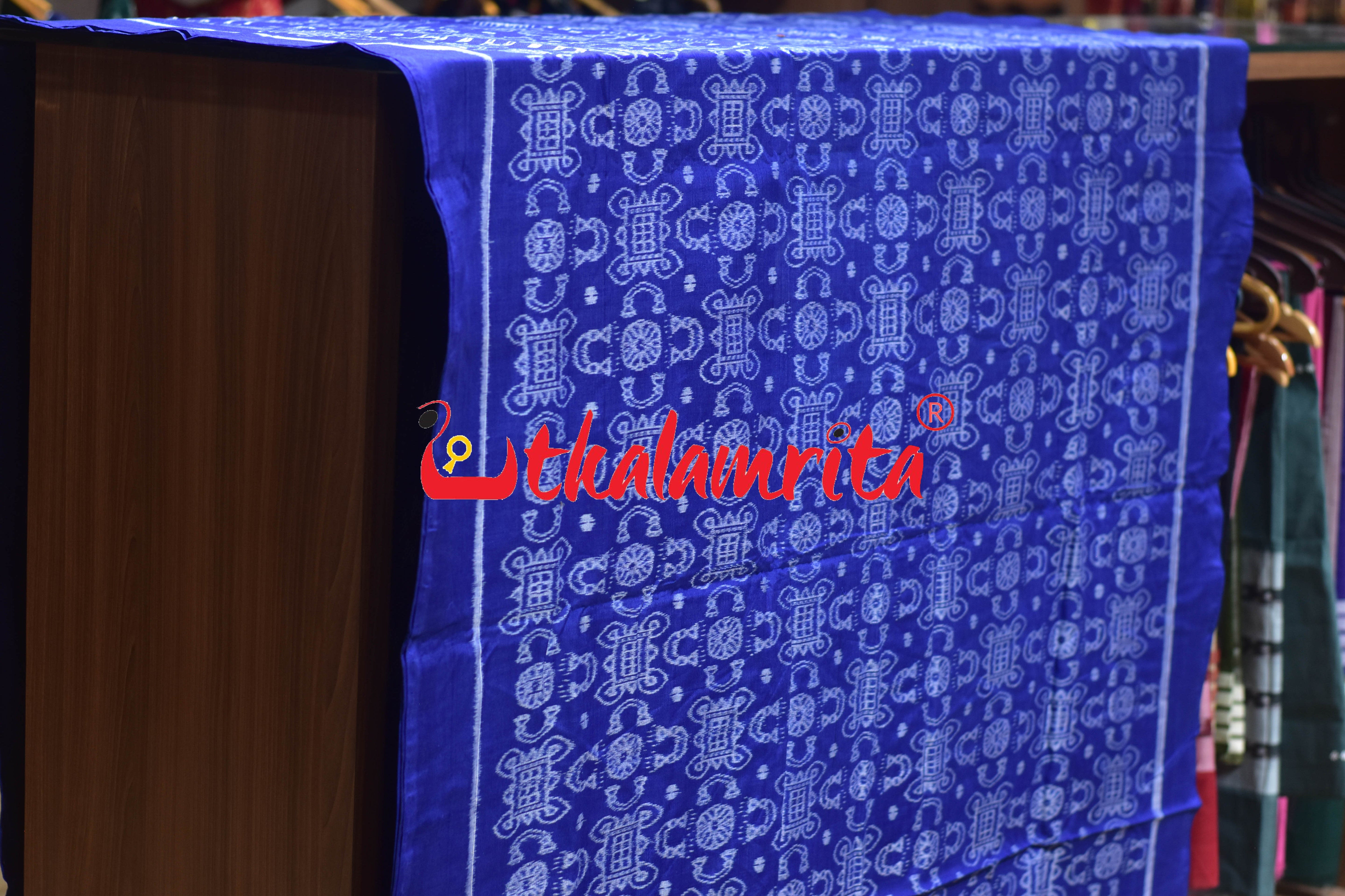 Sree Jantra Lakhmi Pada Blue Sambalpuri Cotton (Fabric)