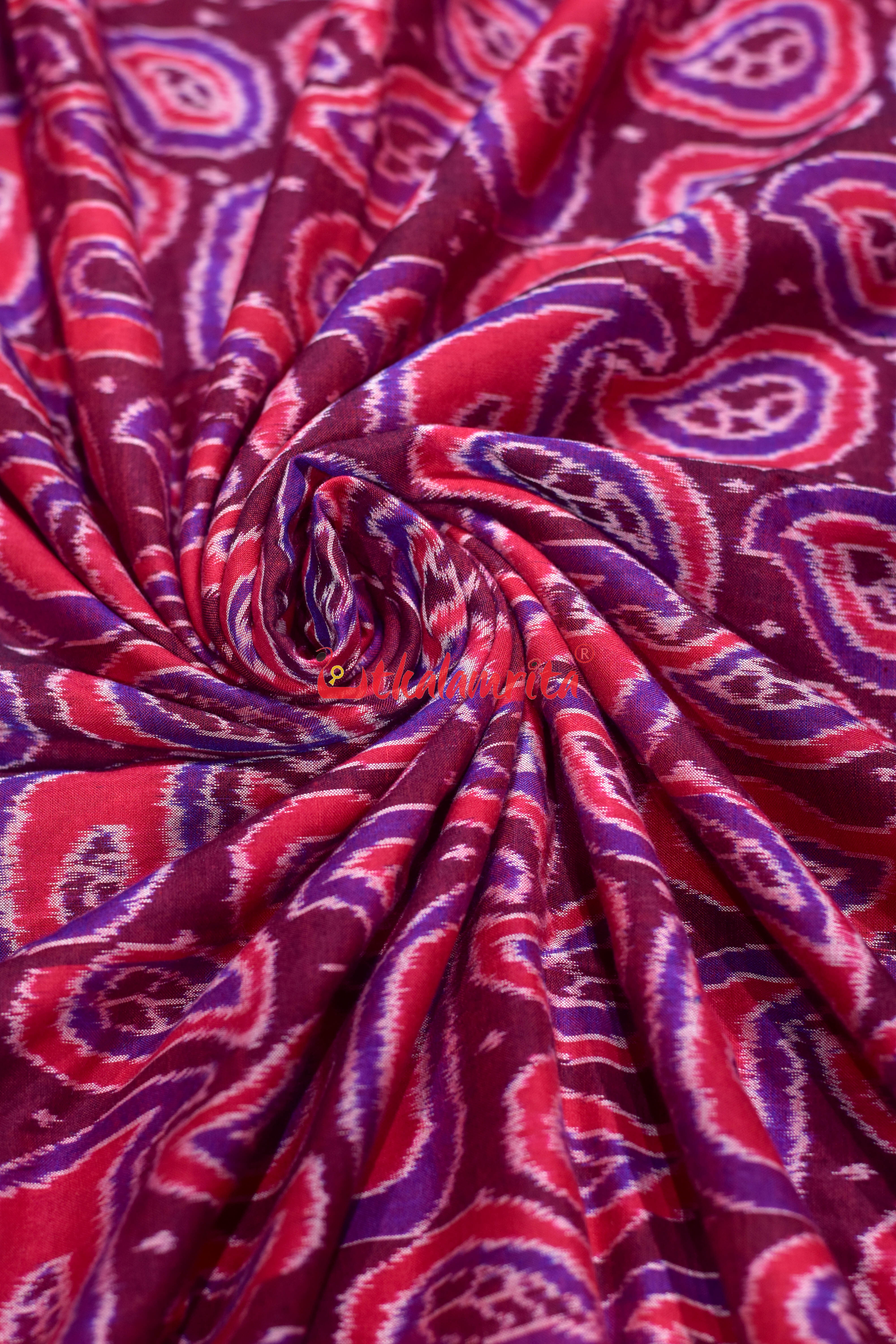 Maroon Red Amba Kasi Sambalpuri Cotton (Fabric)