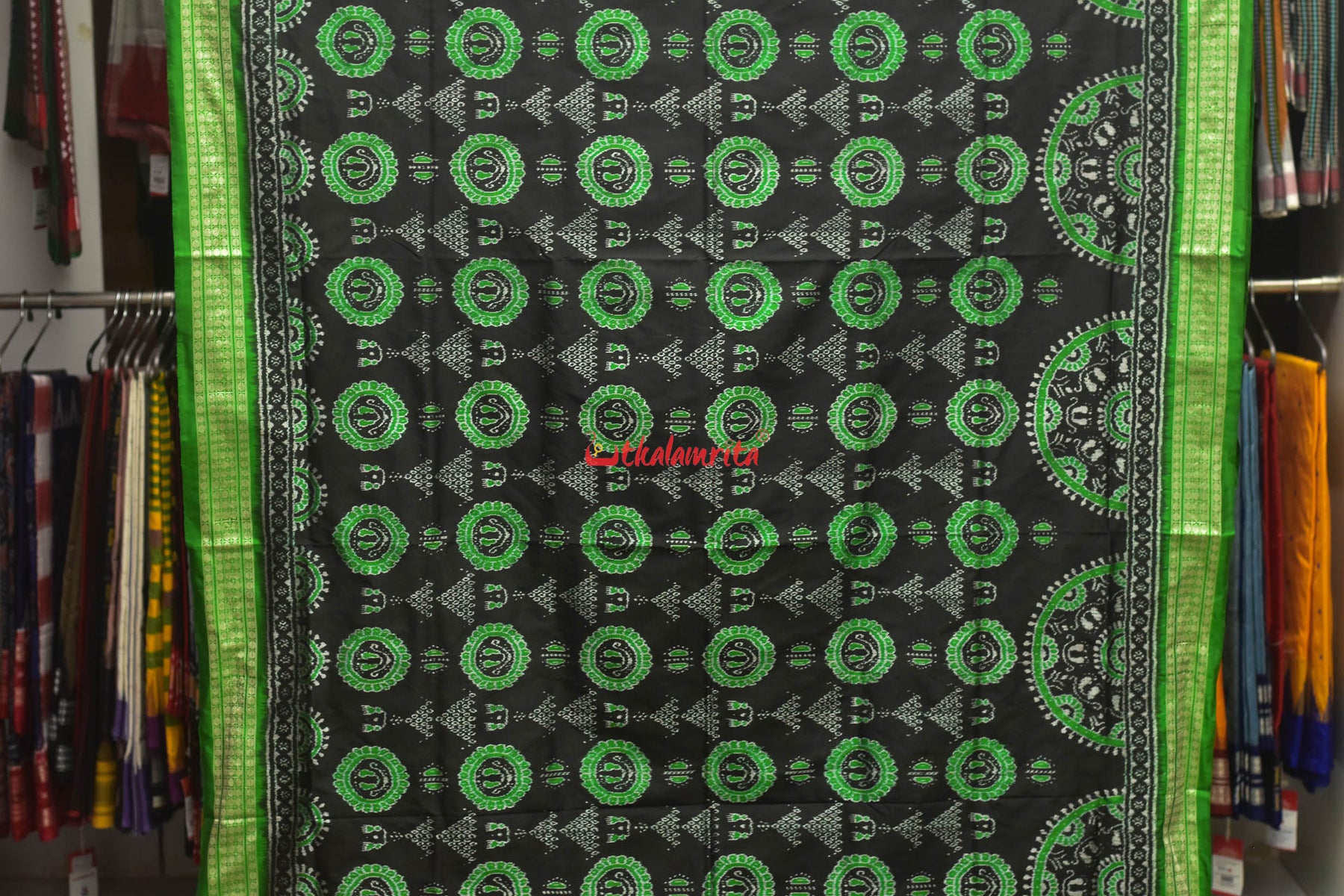 Green Laxmi Pada Sambalpuri Silk Saree