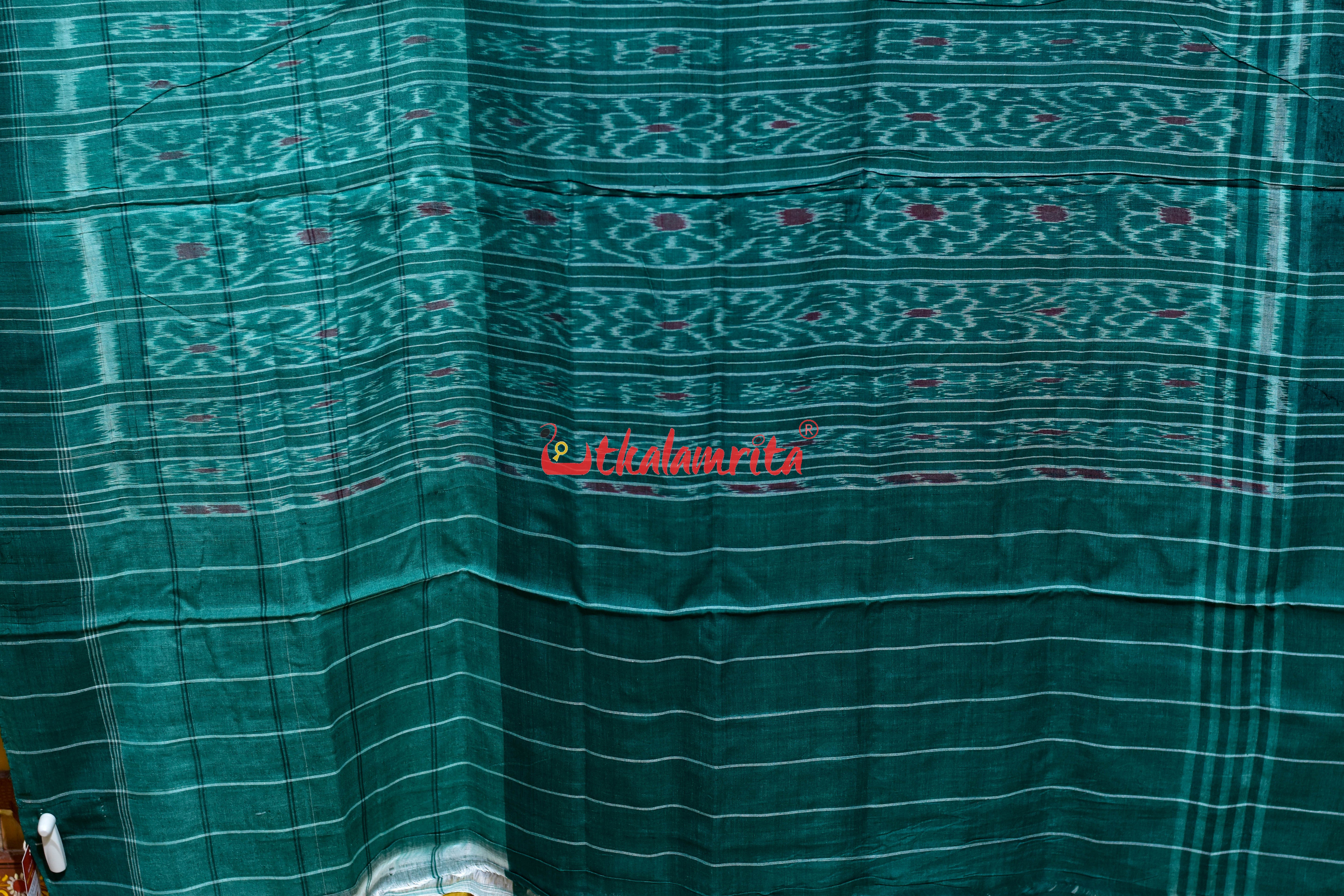 Special kargil Green White Khandua Cotton Saree