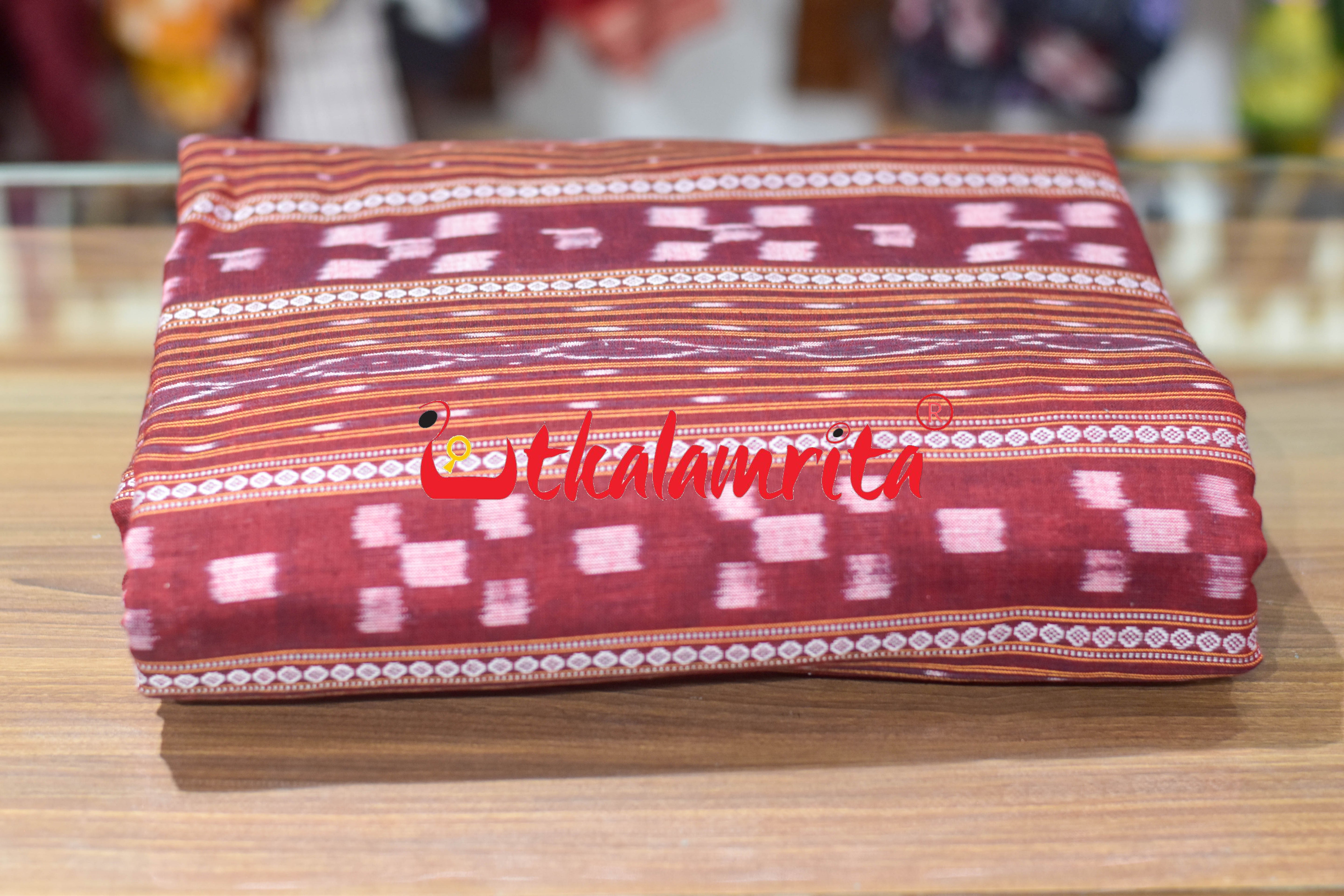 Maroon Pasapali Ikat Cotton (Fabric)