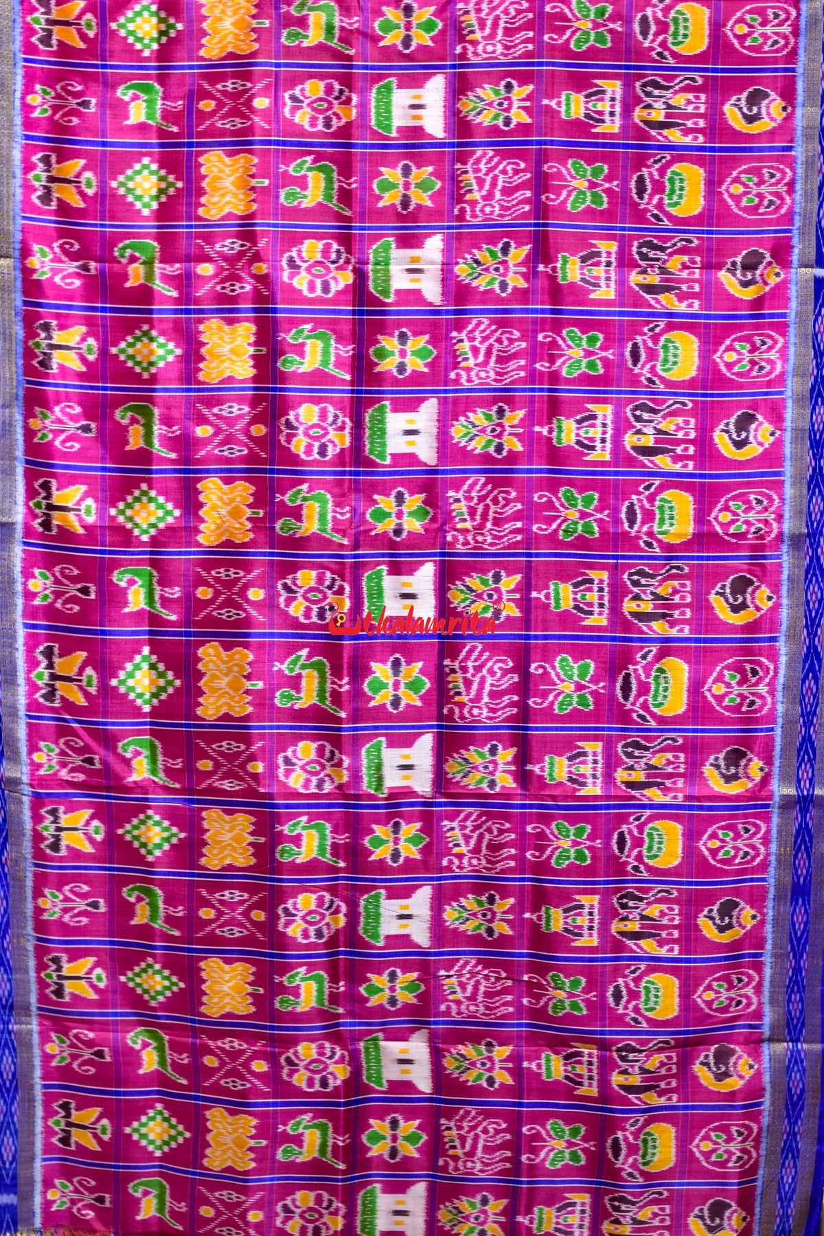 Magenta Blue Nabakothi Khandua Silk Saree