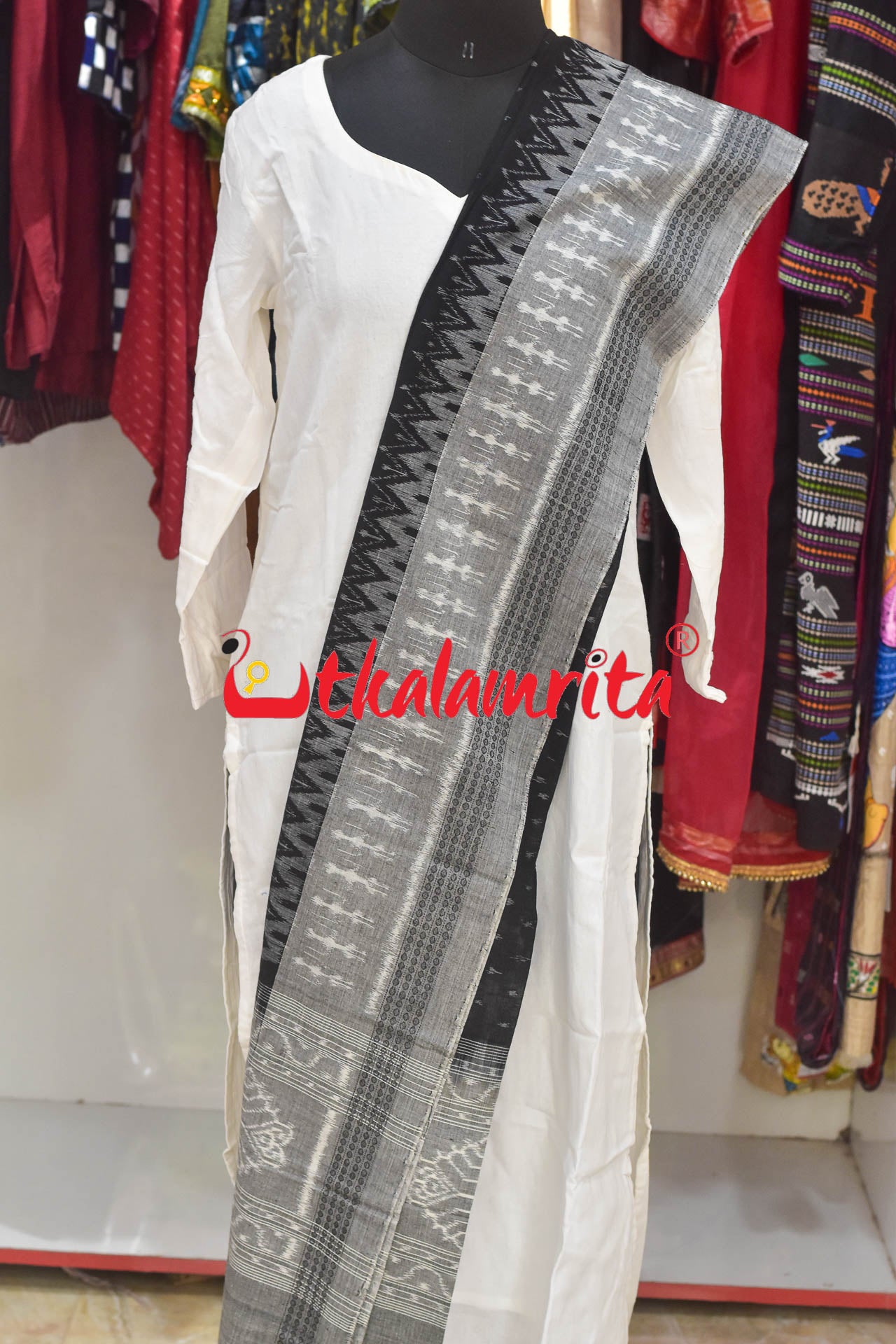 Black Grey with Tribal (Dupatta)