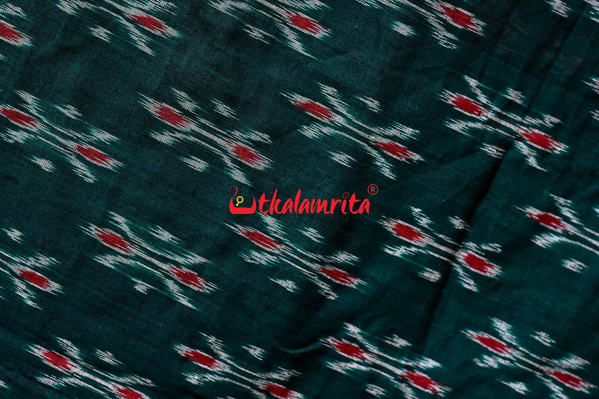 Bottle Green Damru Khandua Pasapali Border Cotton Saree