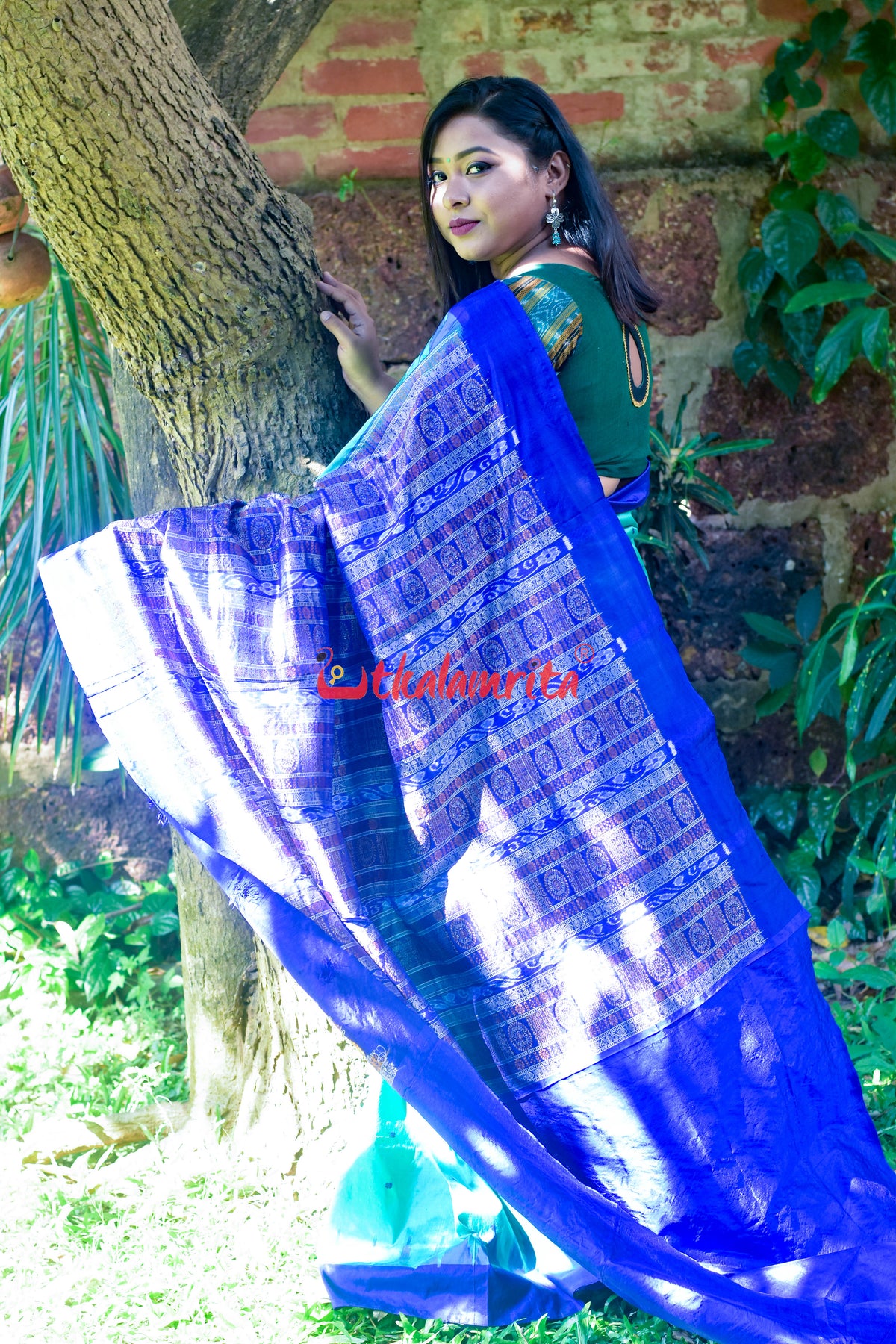 Plain Kumbha Rama Green Blue Sambalpuri Silk