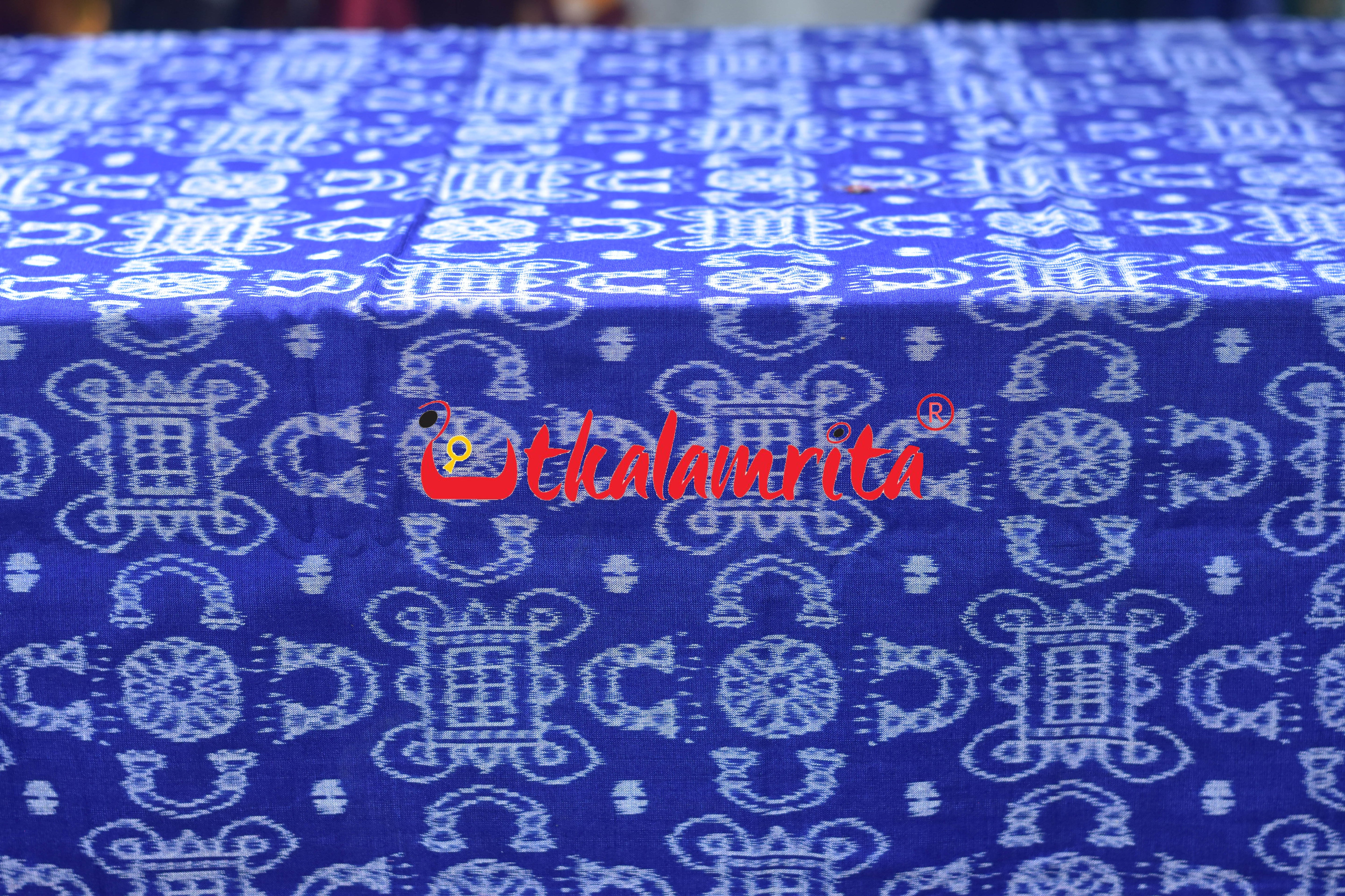 Sree Jantra Lakhmi Pada Blue Sambalpuri Cotton (Fabric)