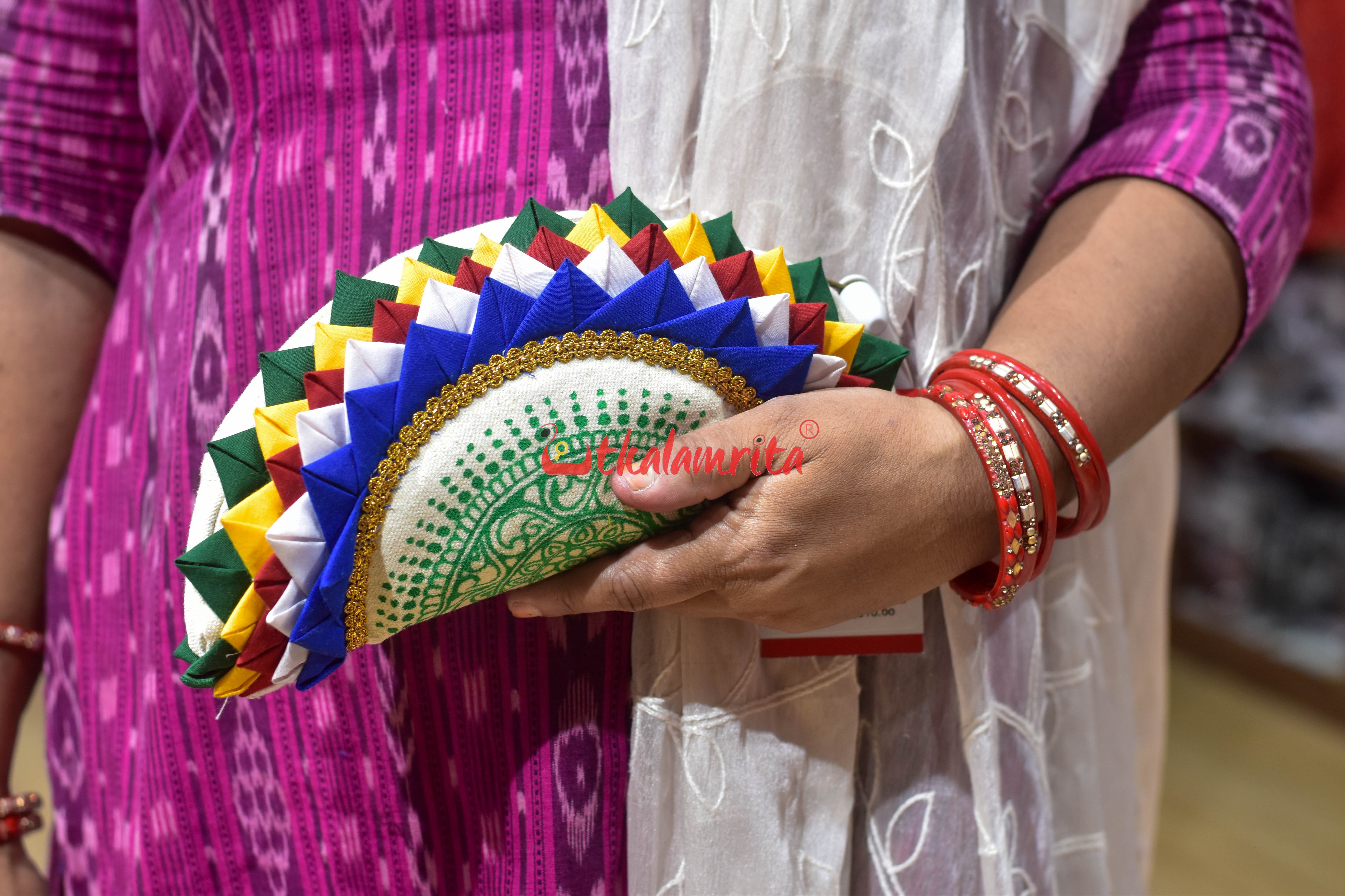 Green Jhoti Applique Hand Clutch