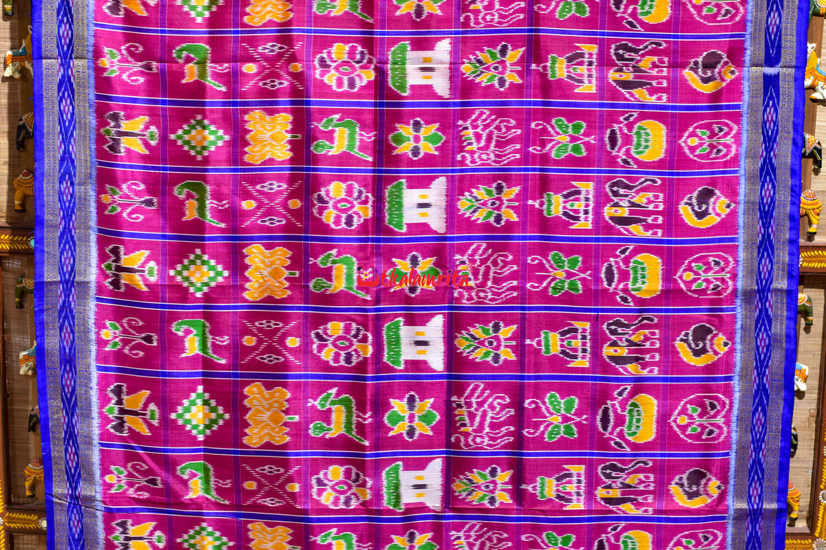Magenta Blue Nabakothi Khandua Silk Saree