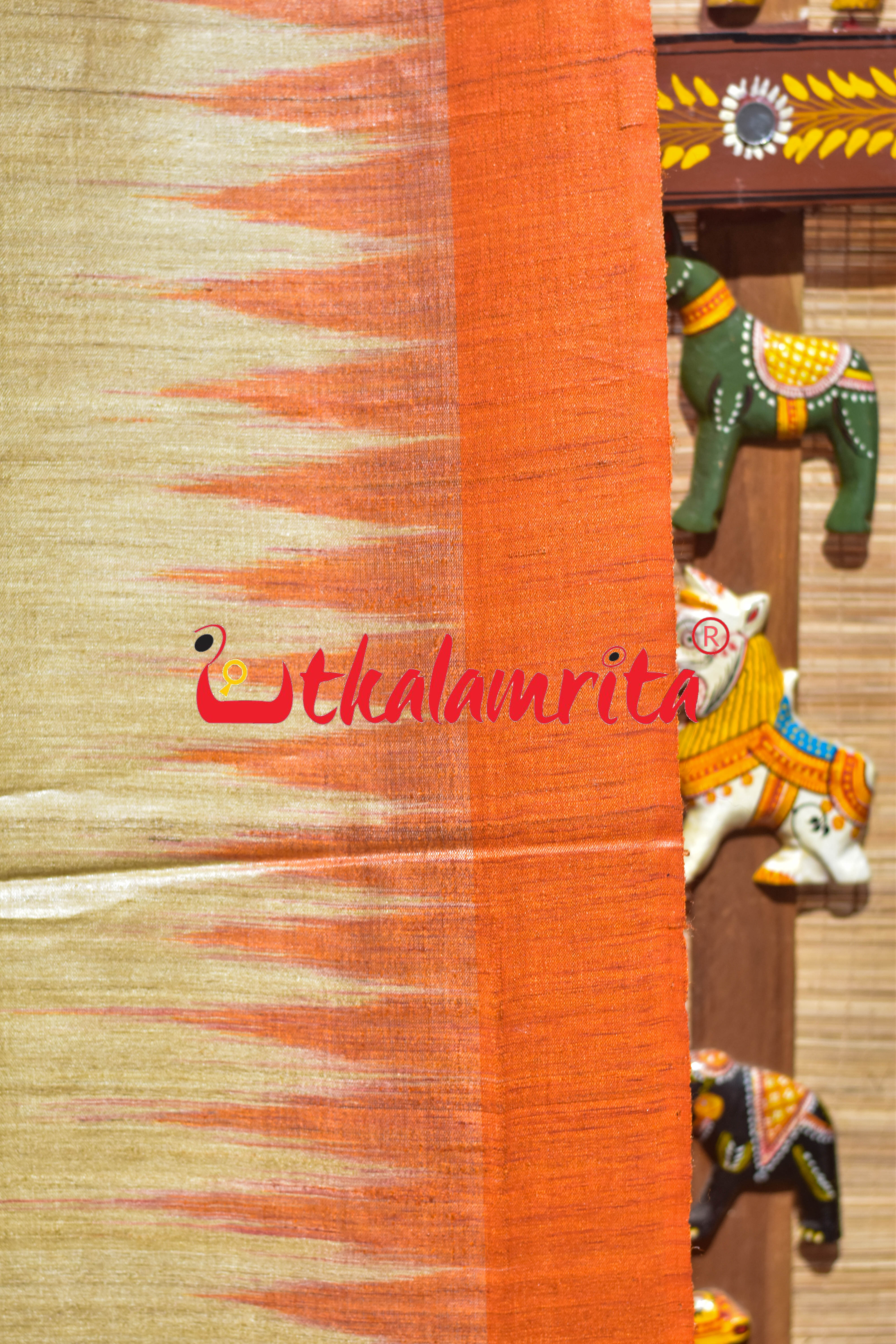 Natural Body Orange Border Gopalpur Tussar Silk Saree