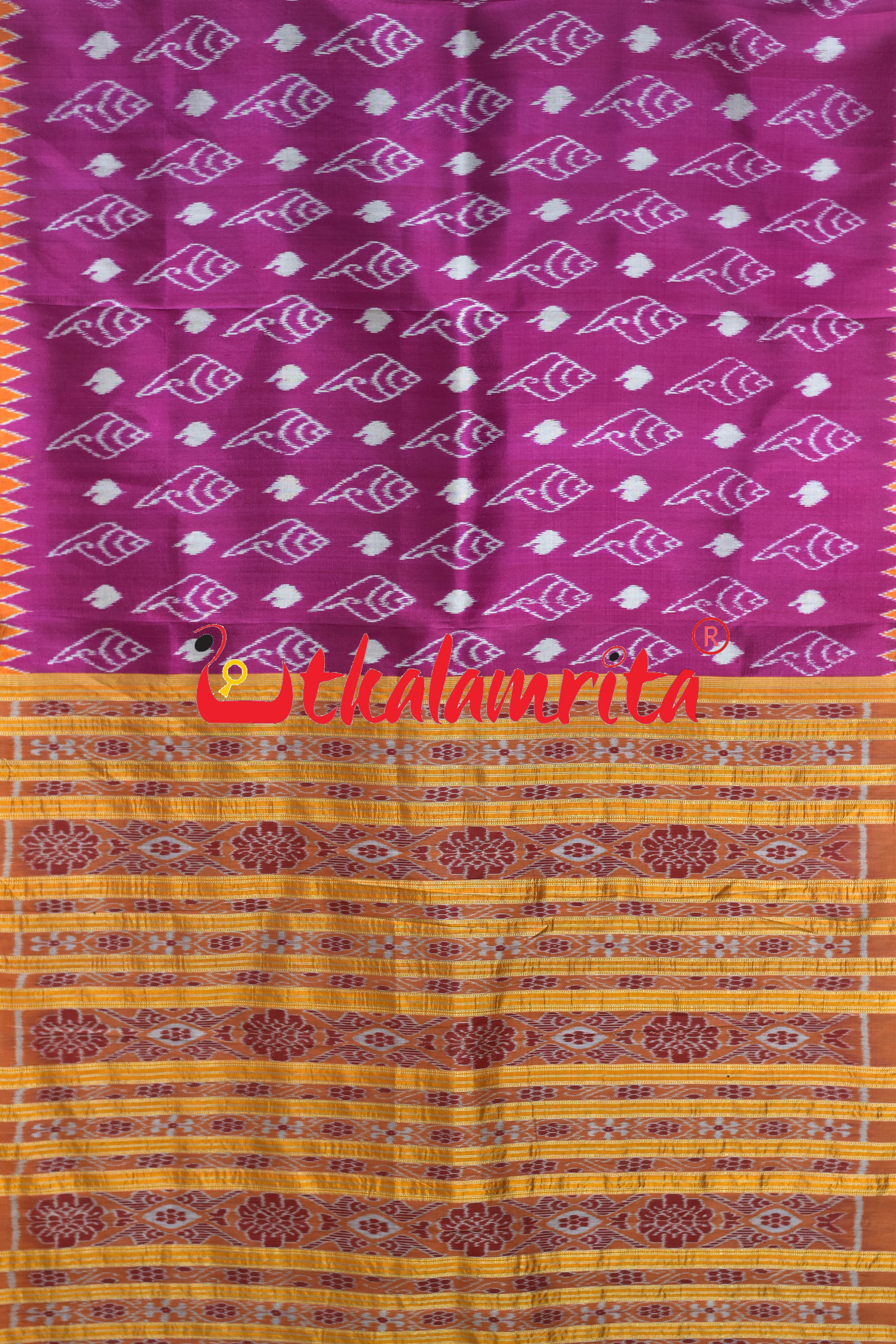 Rani Sankha with Yellow Border Khandua Silk Saree