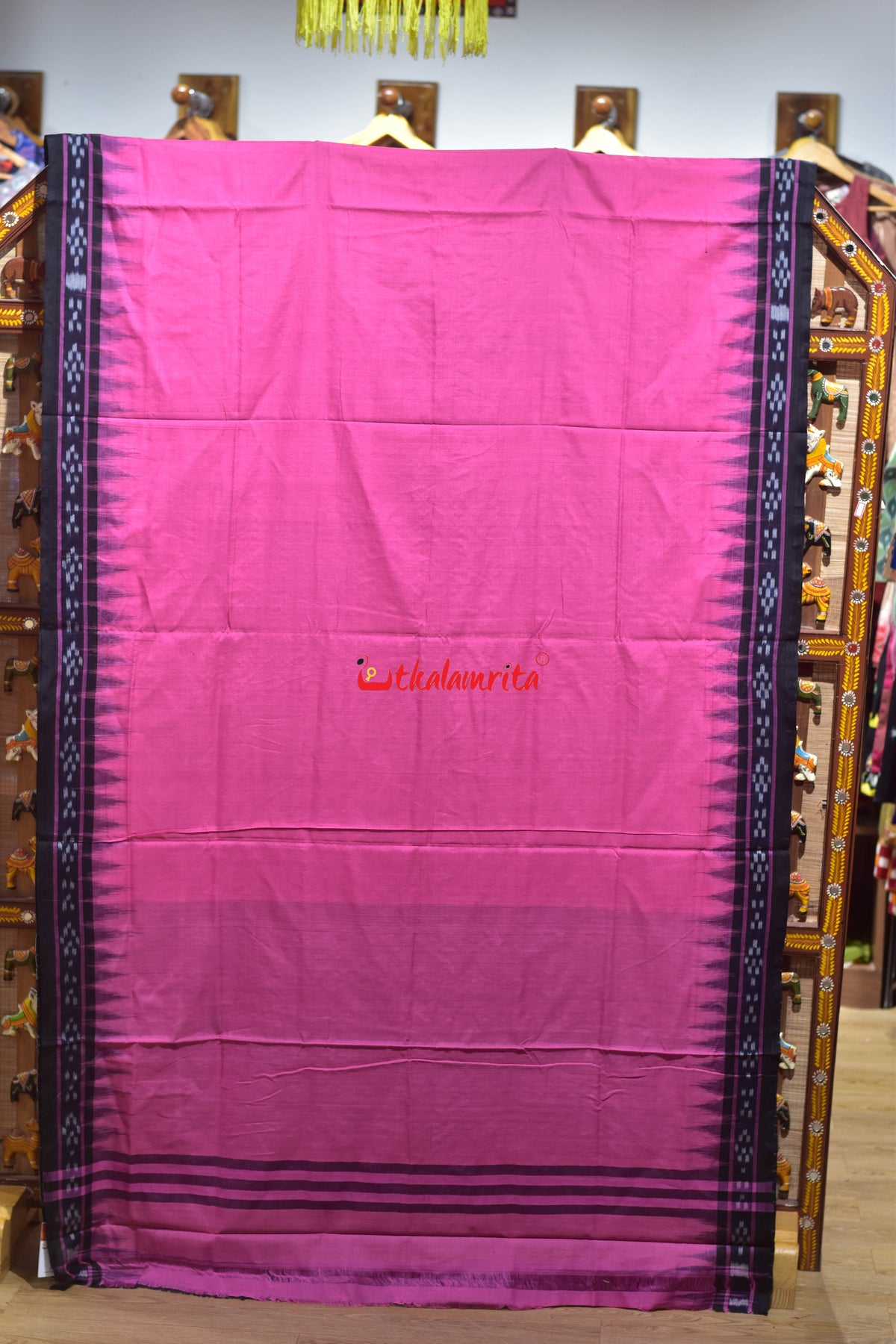 Pink with Pasapali Border Khandua Cotton Saree