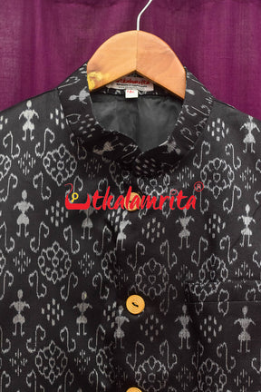 Black Tribals Sambalpuri Bandha Silk (Modi Jacket)