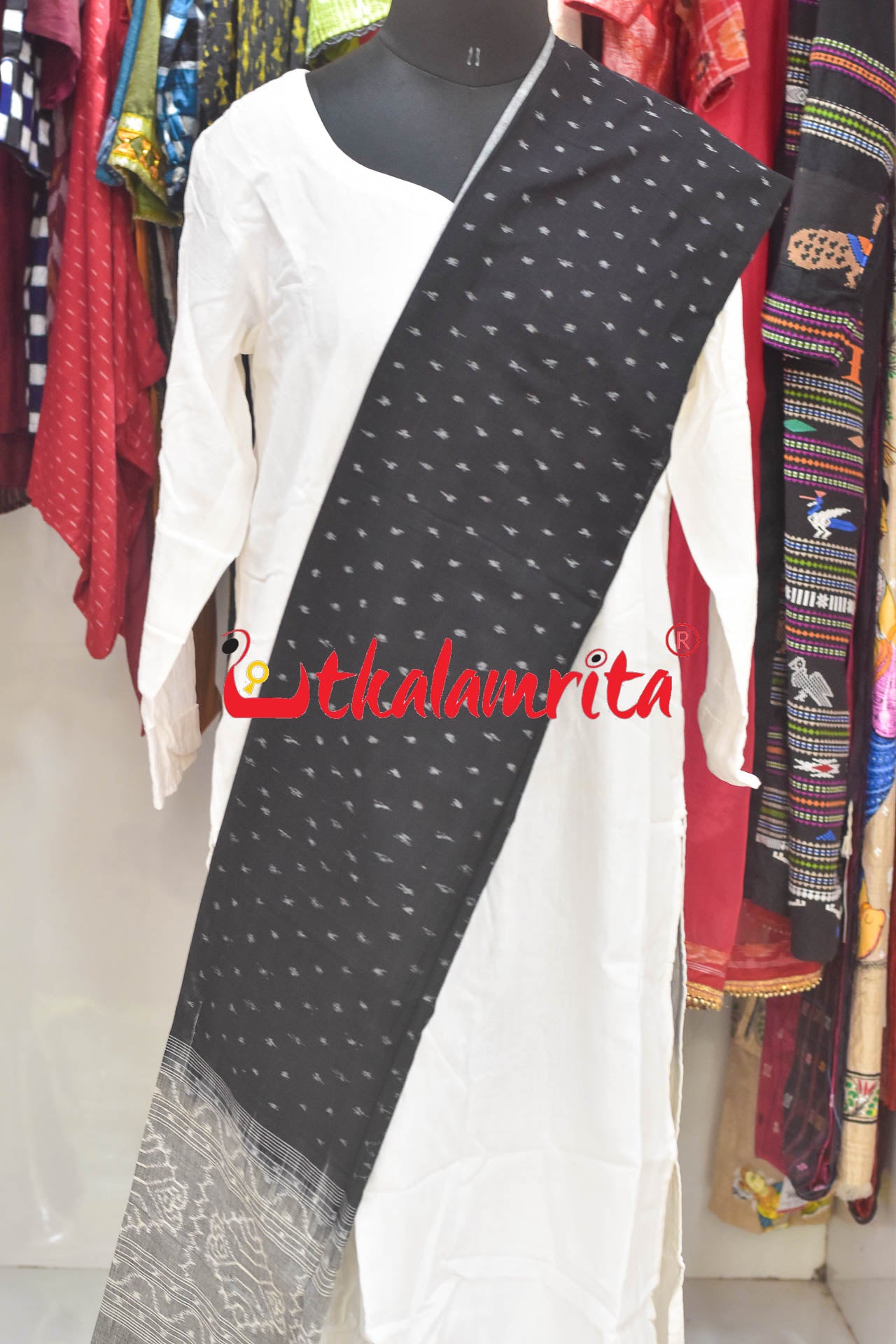 Black Grey with Tribal (Dupatta)