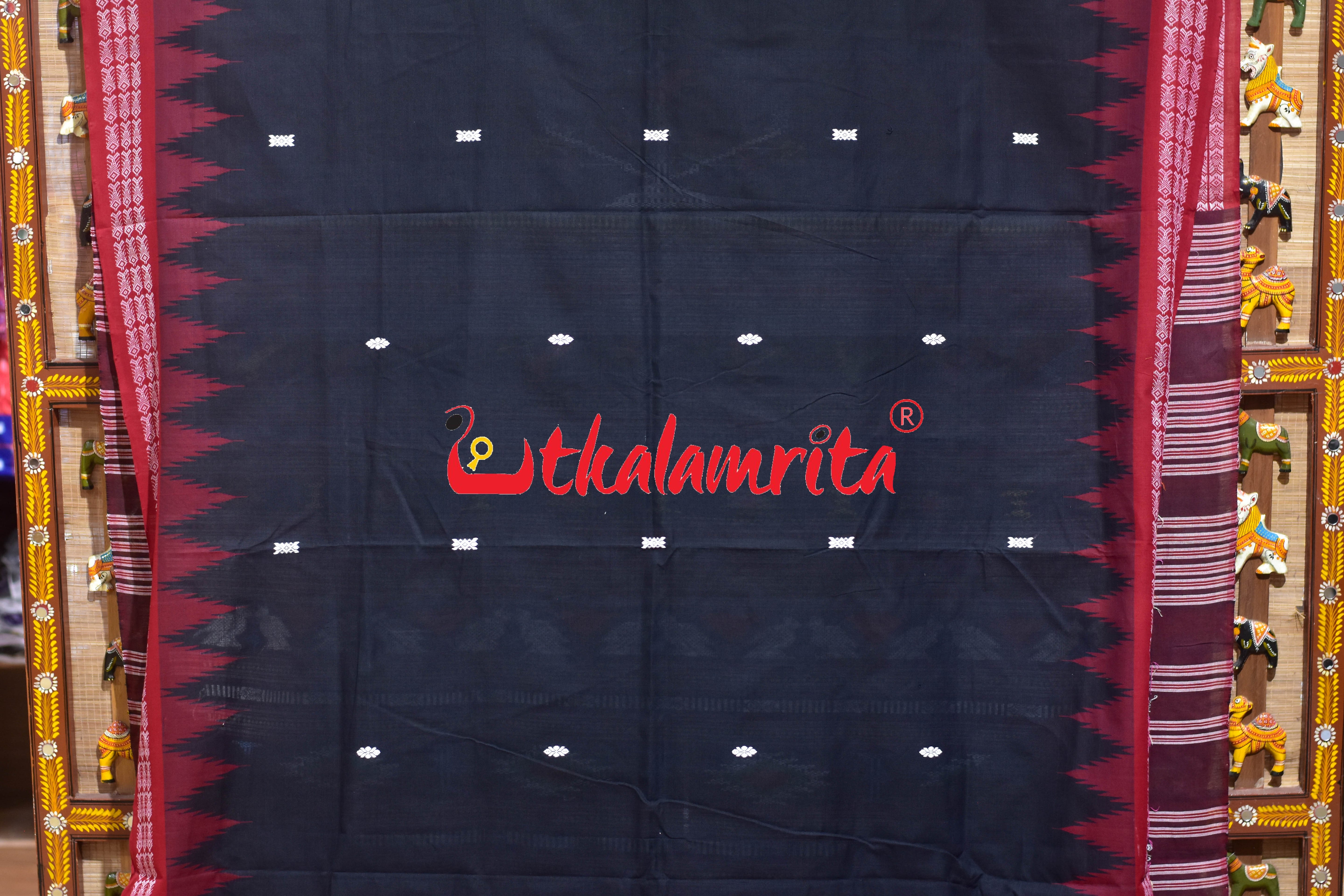 Black Red Border Ganjam Bomkai Cotton Saree