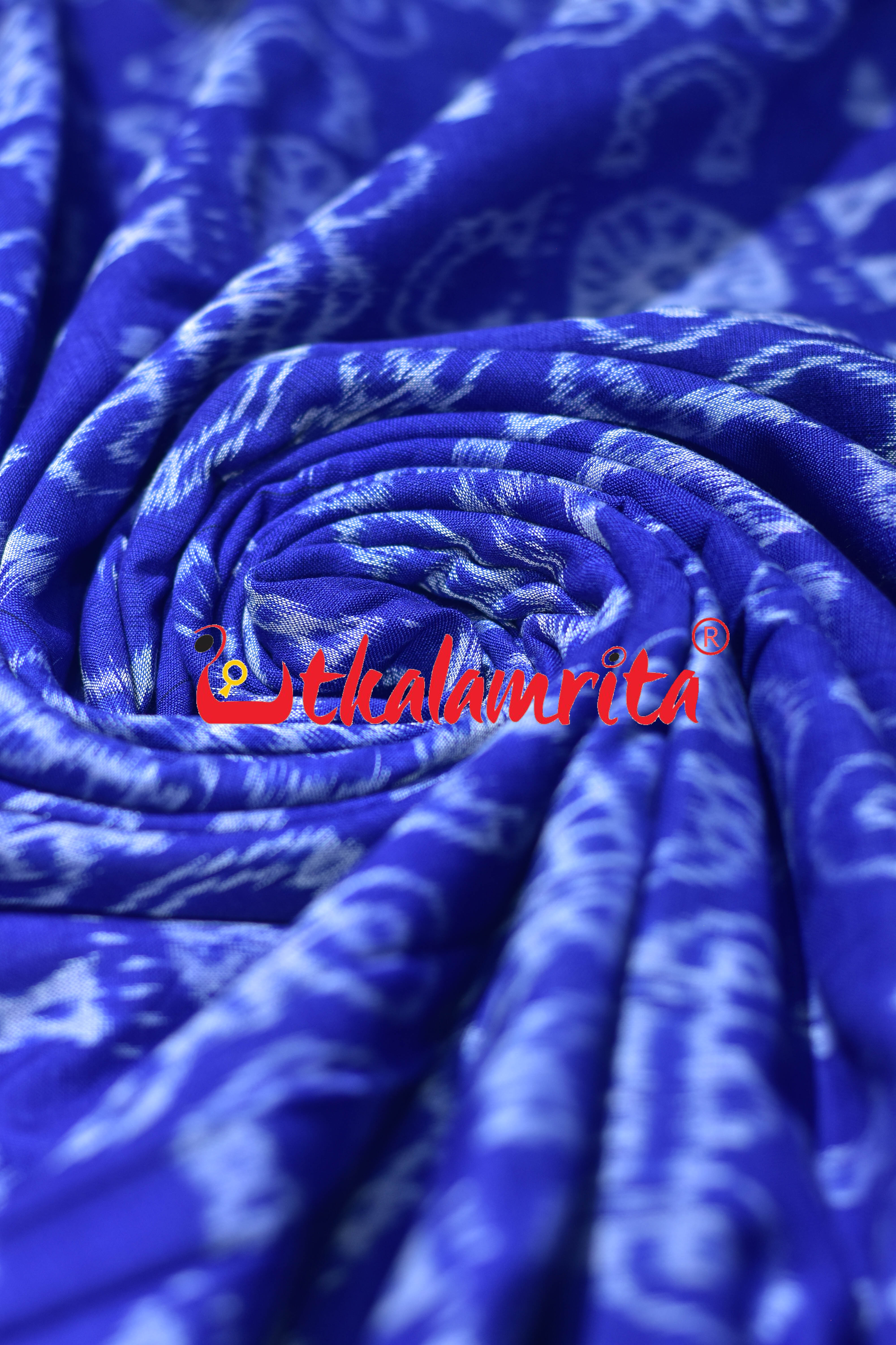 Sree Jantra Lakhmi Pada Blue Sambalpuri Cotton (Fabric)