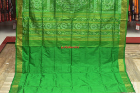 Pink with Green Buti Half Tissue Bomkai Silk Saree