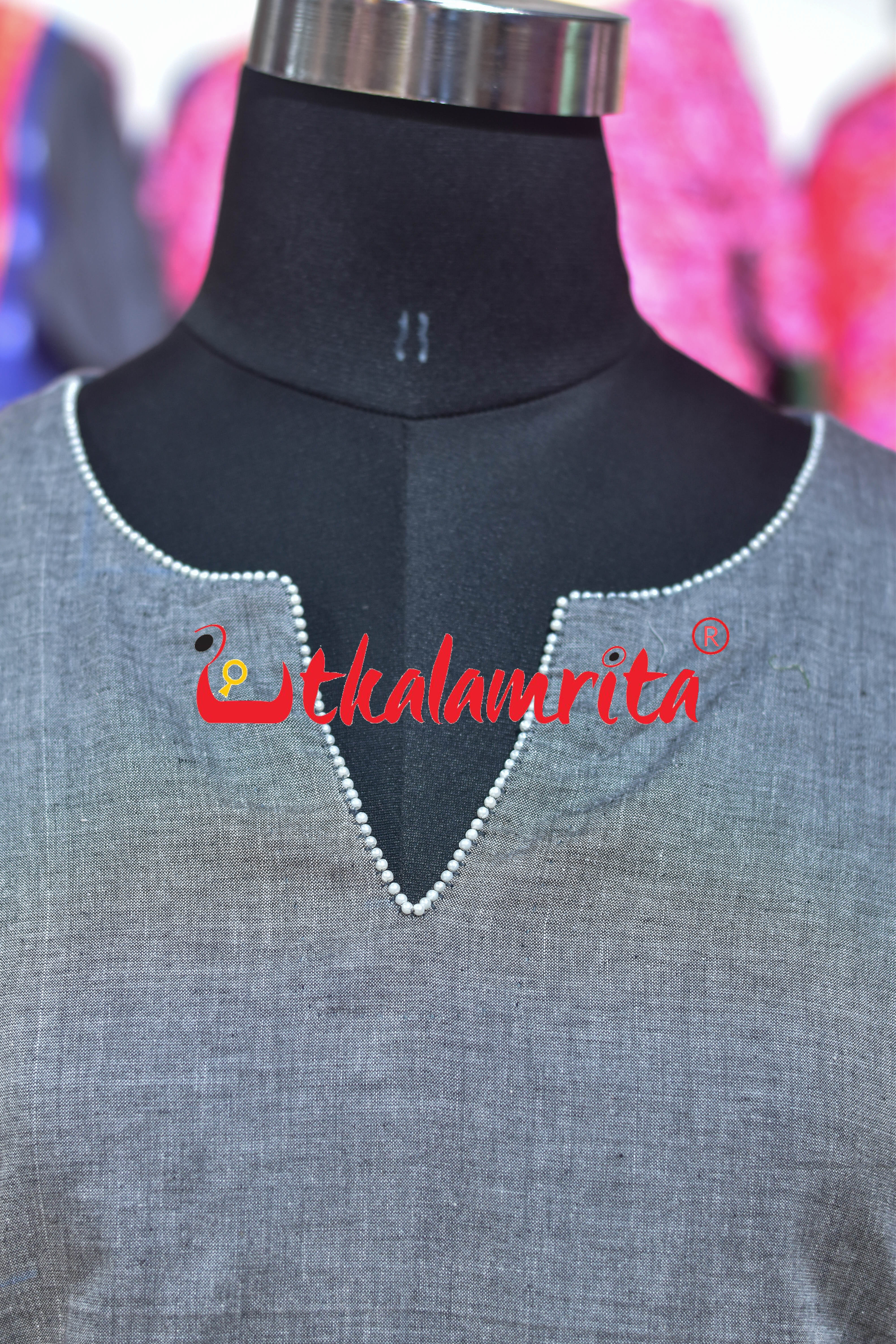 Grey Dual Elephants Pattachitra (Ladies' Kurti)