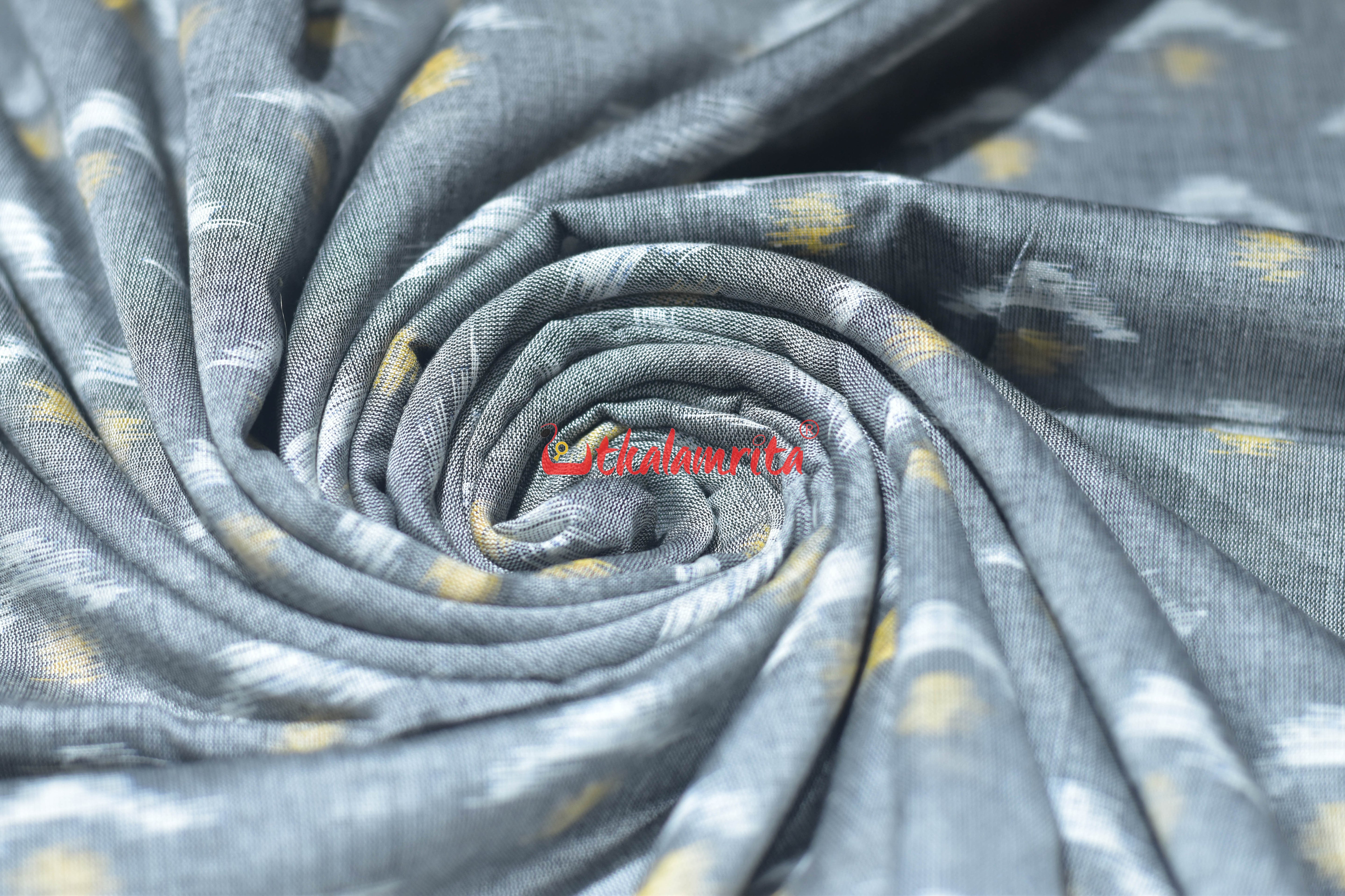 Grey Yellow Chandrika Ikat Cotton (Fabric)