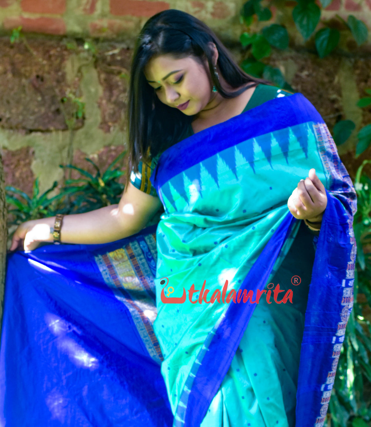 Plain Kumbha Rama Green Blue Sambalpuri Silk